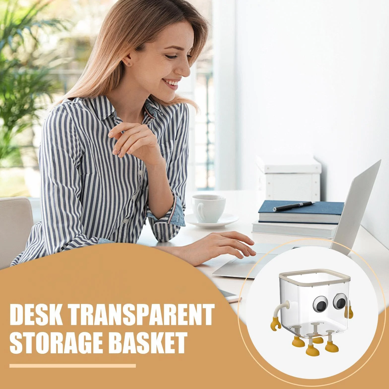 Poubelle de Bureau Mignonne Transparente, Panier de Rangement Compact pour Salle de Bain