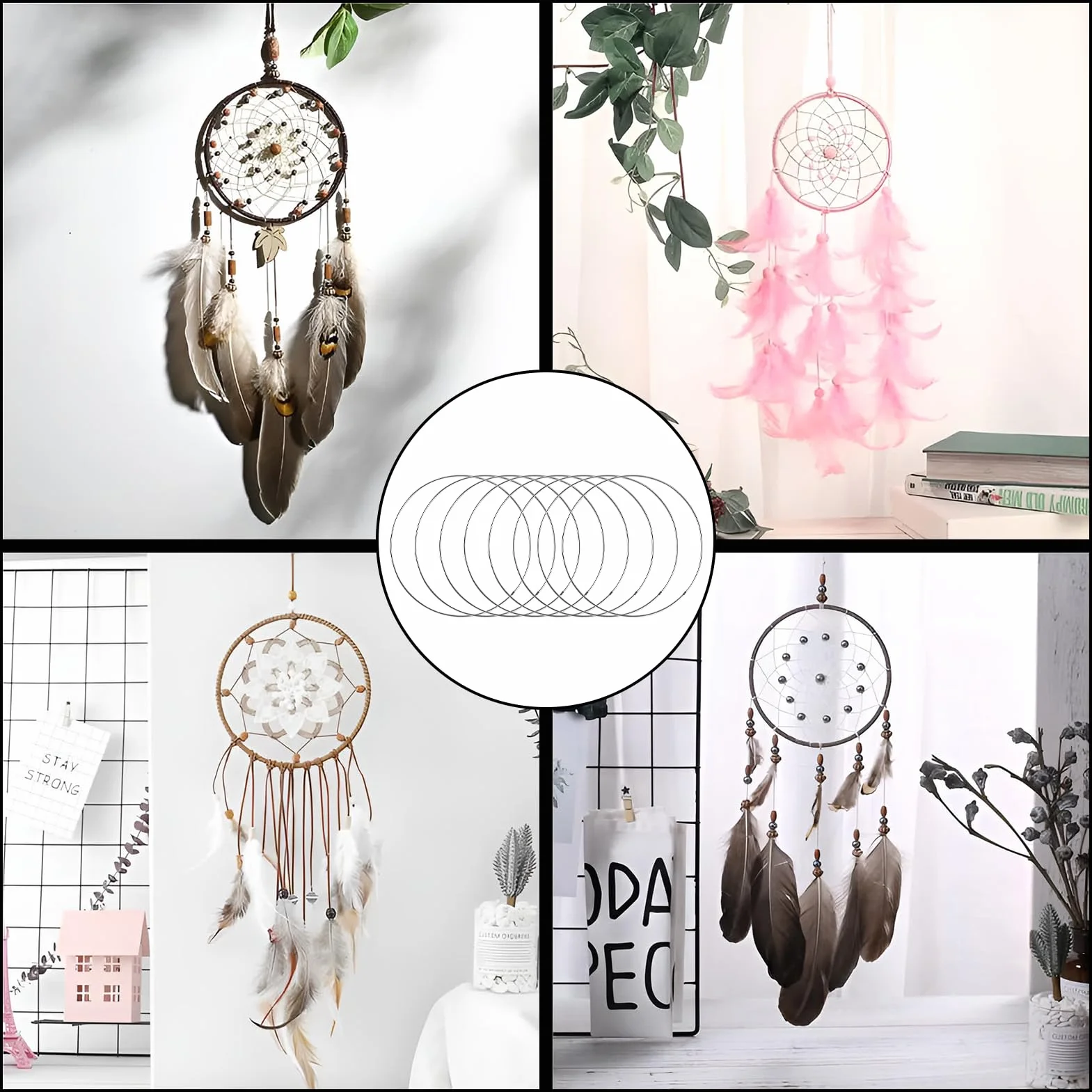Cercle en Fer Metal 15 cm Anneau Attrape Rêve Décoratif