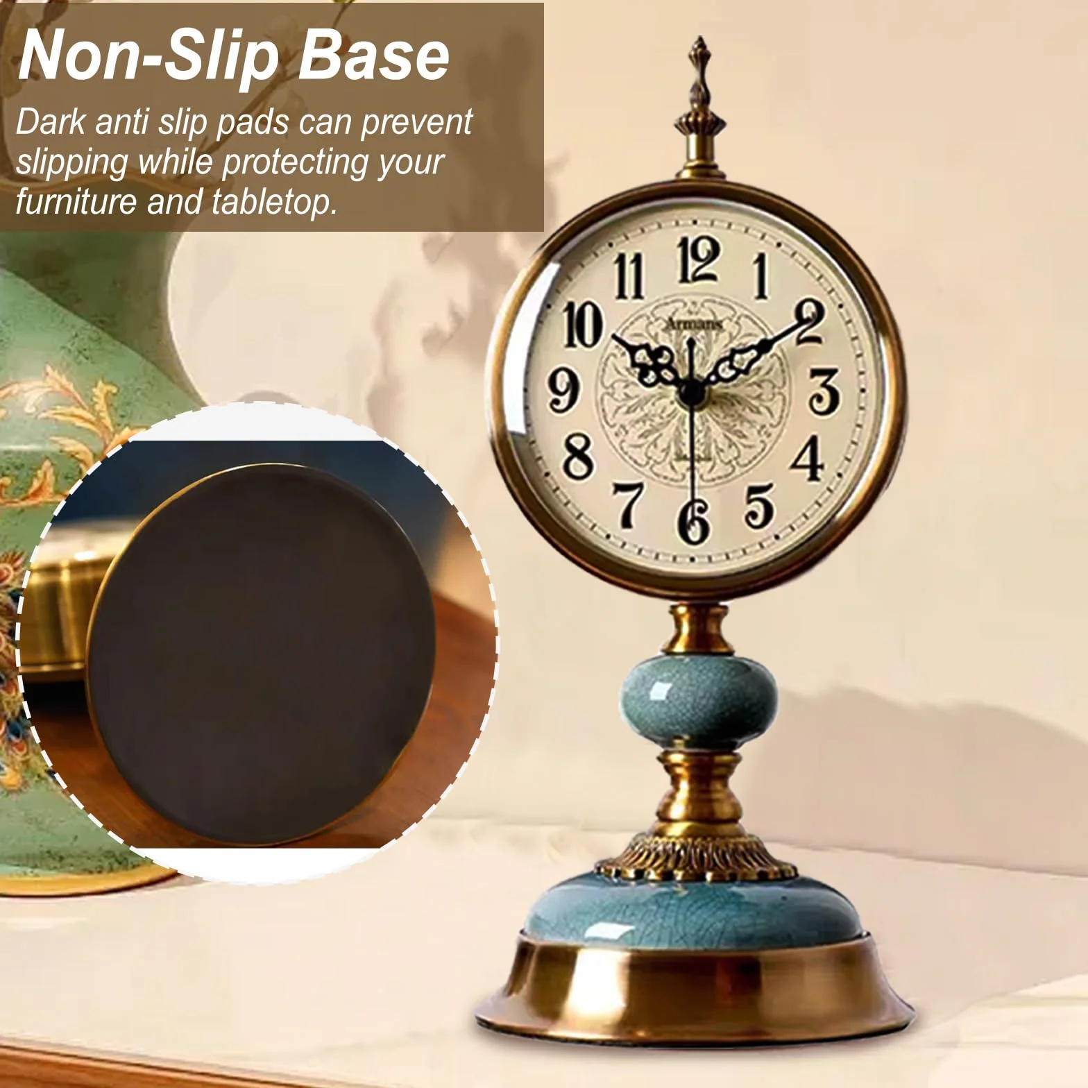 Horloge de Table Vintage Rétro Fonctionne avec Piles pour Salon, Chambre, Bureau