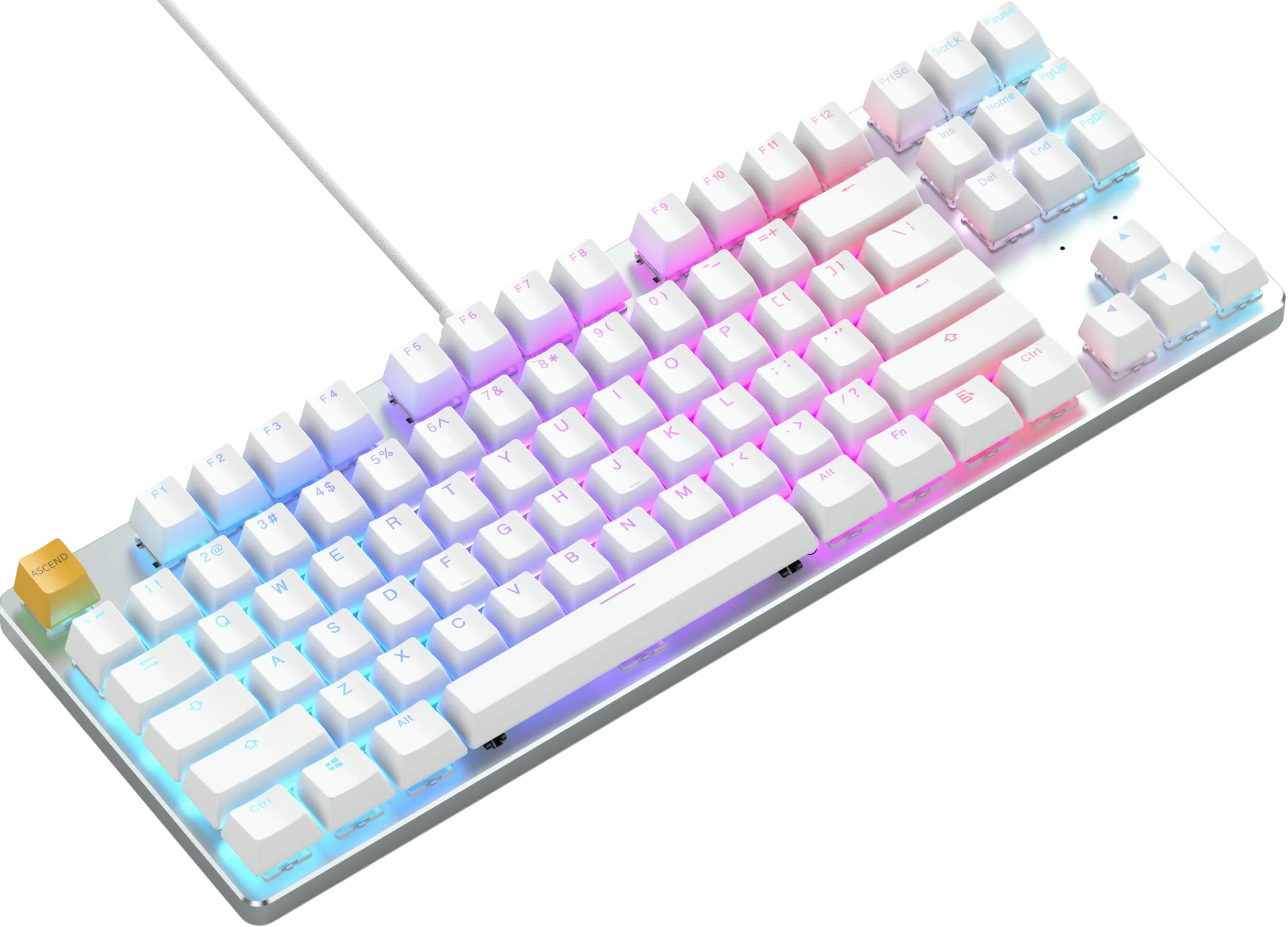 Glorious GMMK TKL (85%) – gamingowa klawiatura mechaniczna, przełączniki Gateron Brown (dotykowe), klawisze doubleshot, RGB, hot swap i konfigurowalna, układ TKL, amerykański układ QWERTY - Biały