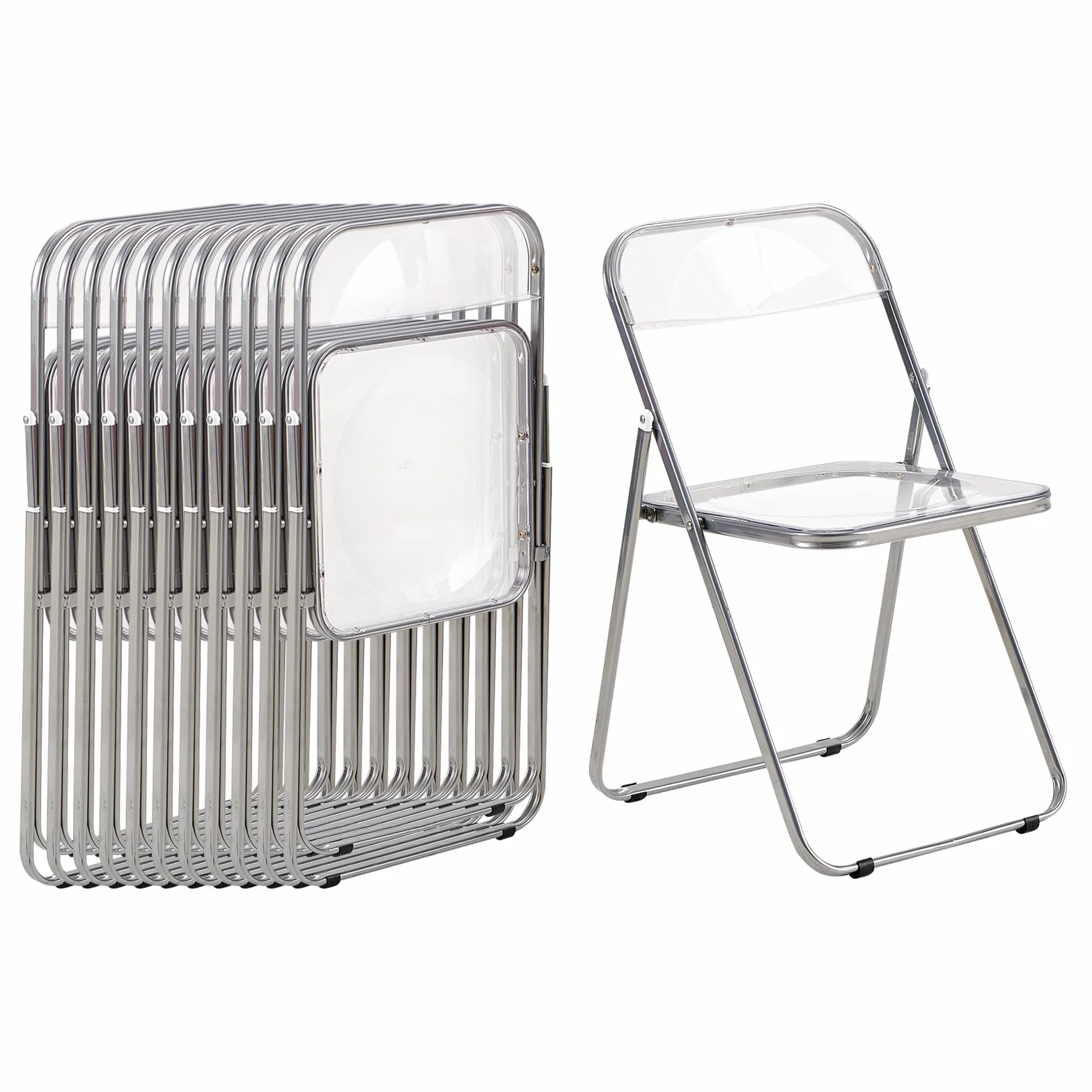 Lot de 12 Chaise Pliante Pet Chaise en métal Transparent, capacité de Charge de 150 kg, pour Salle à Manger, Salon, Jardin