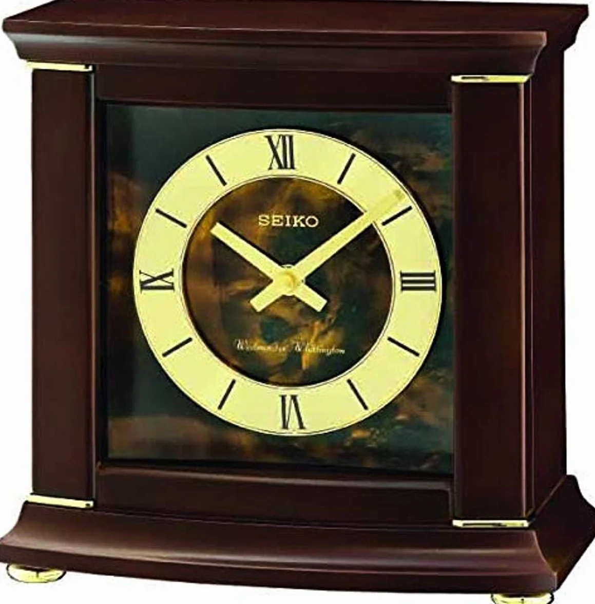 Seiko QXJ030B Westminster Whittington Réveil Cheminée Double Carillon Marron 28,3 x 25,3 x 15,5 cm