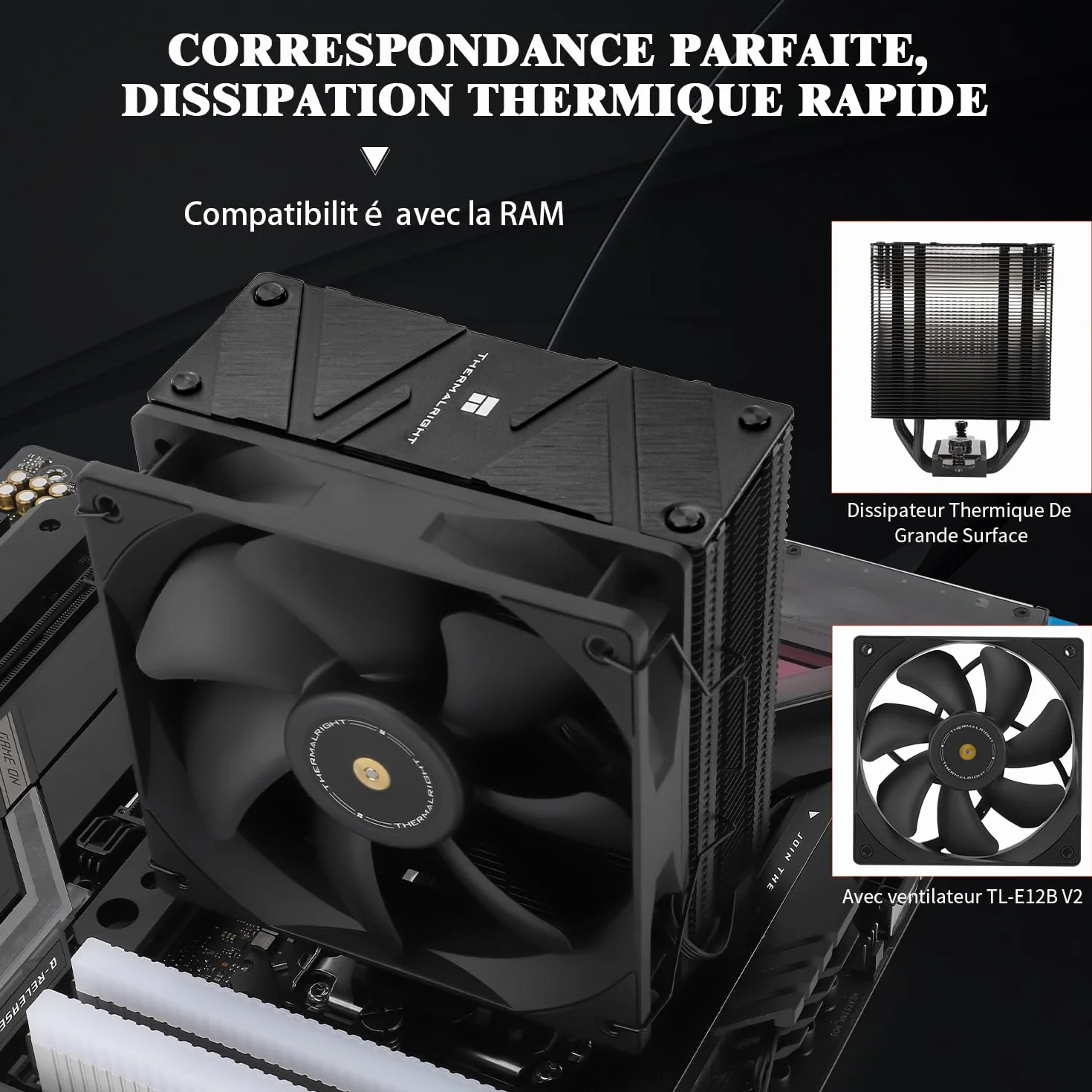 Thermalright-TR Assassin Spirit 120 EVO DARK CPU chłodnica powietrza z 4 × 6 mm HeatPipes, TL-E12B V2 PWM wentylator chłodzący CPU, 156 mm wysokości, do Intel 1700/115X/1200/1851, AMD: AM4 AM5