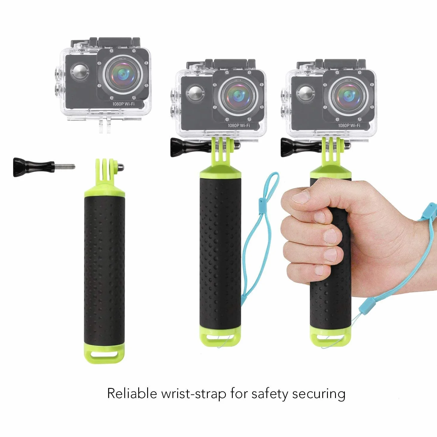 WOLFANG Pływający Uchwyt Boi, Wodoodporny Monopod, Ręczny Pływający Kij do Selfie do Kamery Akcji i Sportowej