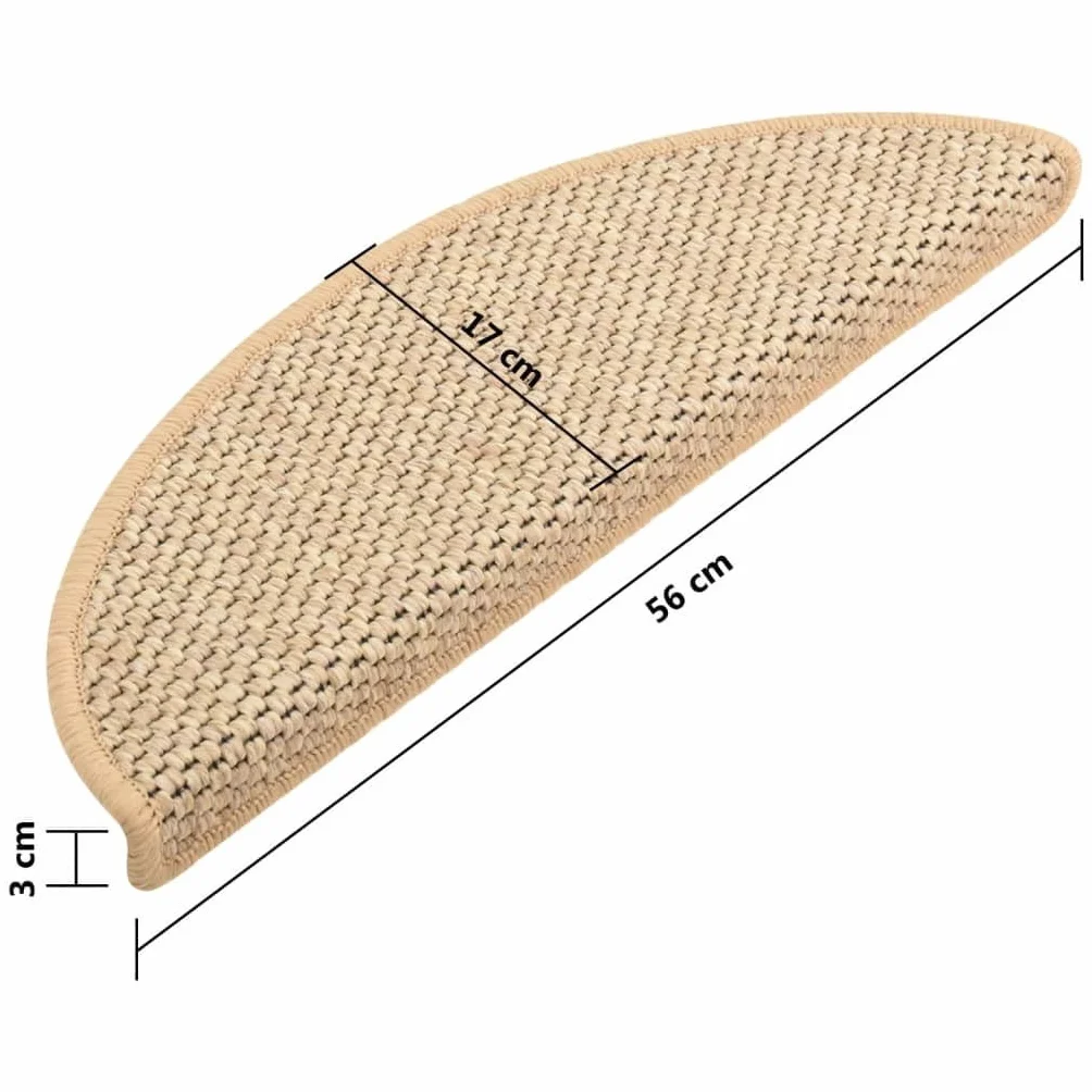 Tapis d'Escalier Autocollants 15 pcs Antidérapantes Insonorisantes 56x17x3 cm Beige Clair
