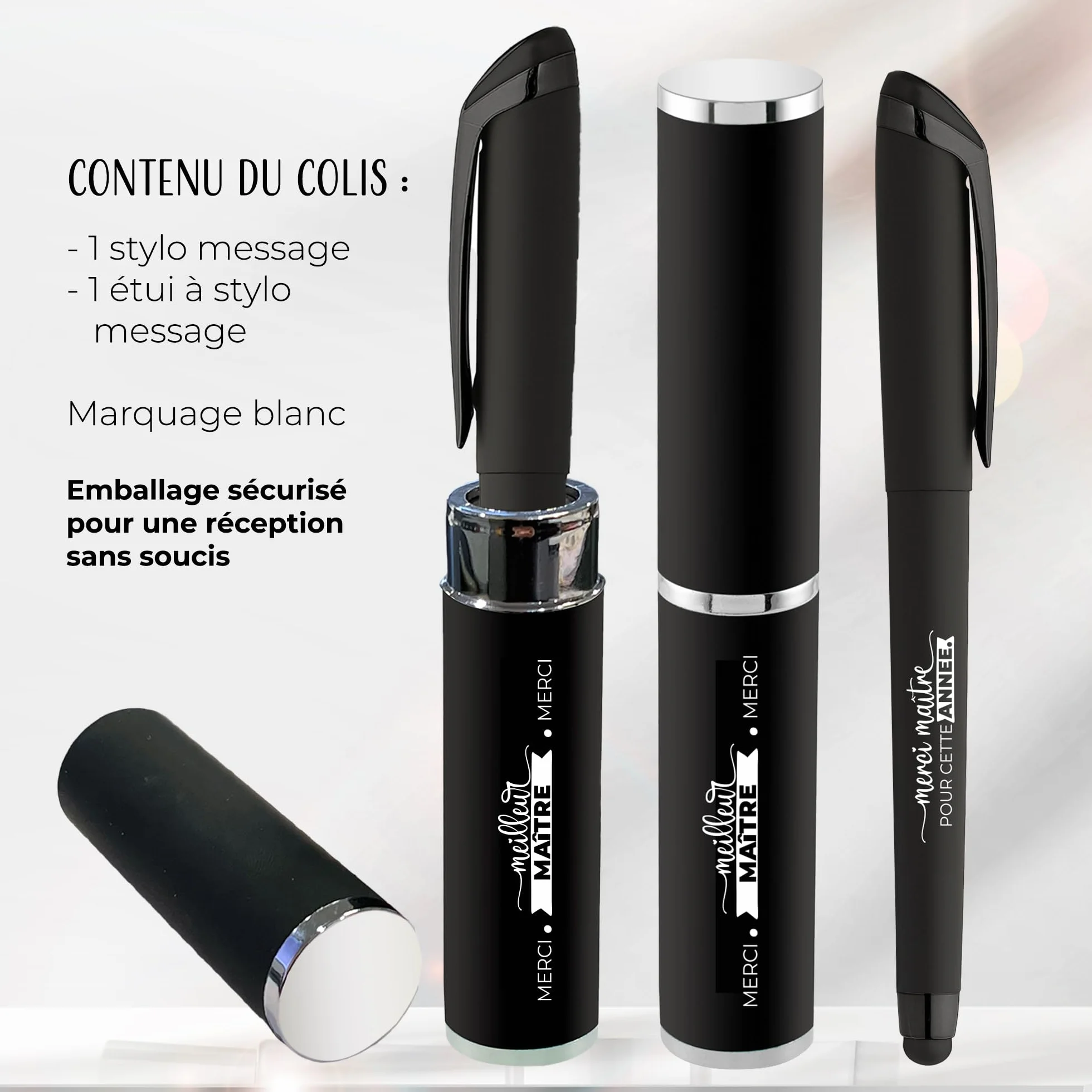 STYLO personnalisé avec stylet pour écran tactile et ÉTUI CADEAU offert Idée cadeaux PAS CHERS ÉCOLE NOËL