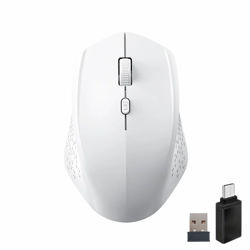 Mysz bezprzewodowa, 2,4G USB i Bluetooth, mysz bezprzewodowa Dual Mode, ergonomiczna mysz PC z regulowanym DPI 800/1200/1600, mysz bezprzewodowa do laptopa, PC, iOS, Android, iPad, Windows