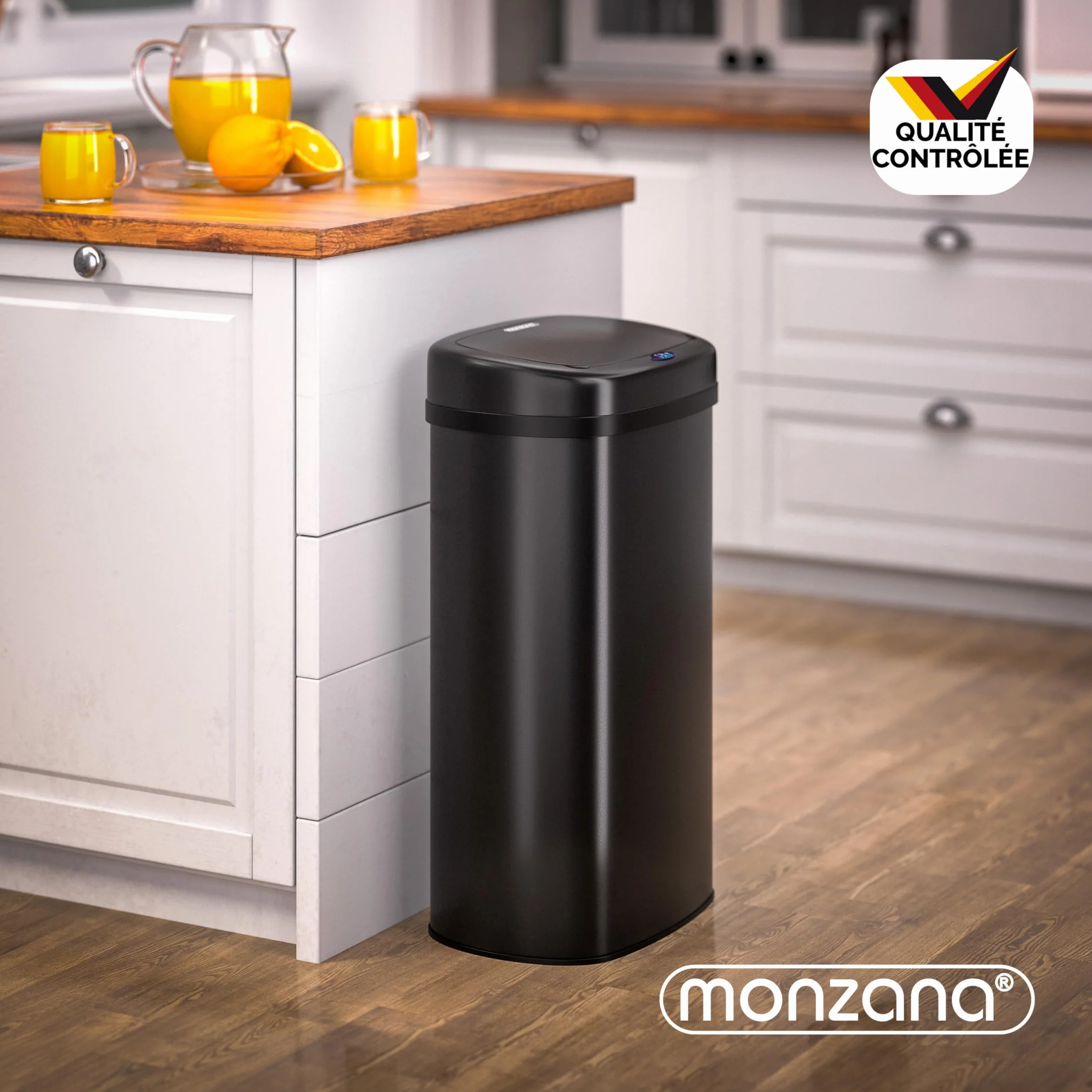 Monzana Poubelle automatique 50L acier inoxydable capteur mouvement noir