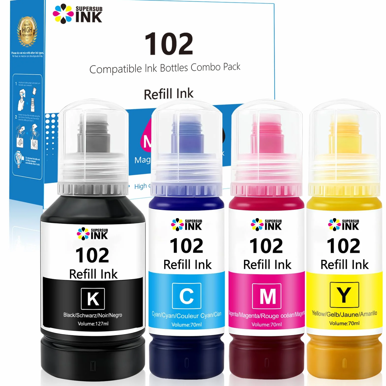 Cartouches d'encre compatibles ET-1810 ET-2710 ET-2711 ET-2712 ET-2714 ET-2715 ET-2720 ET-2721 ET-2726 ET-2810 ET-2811 ET-47700 ET-4800 Lot de 102
