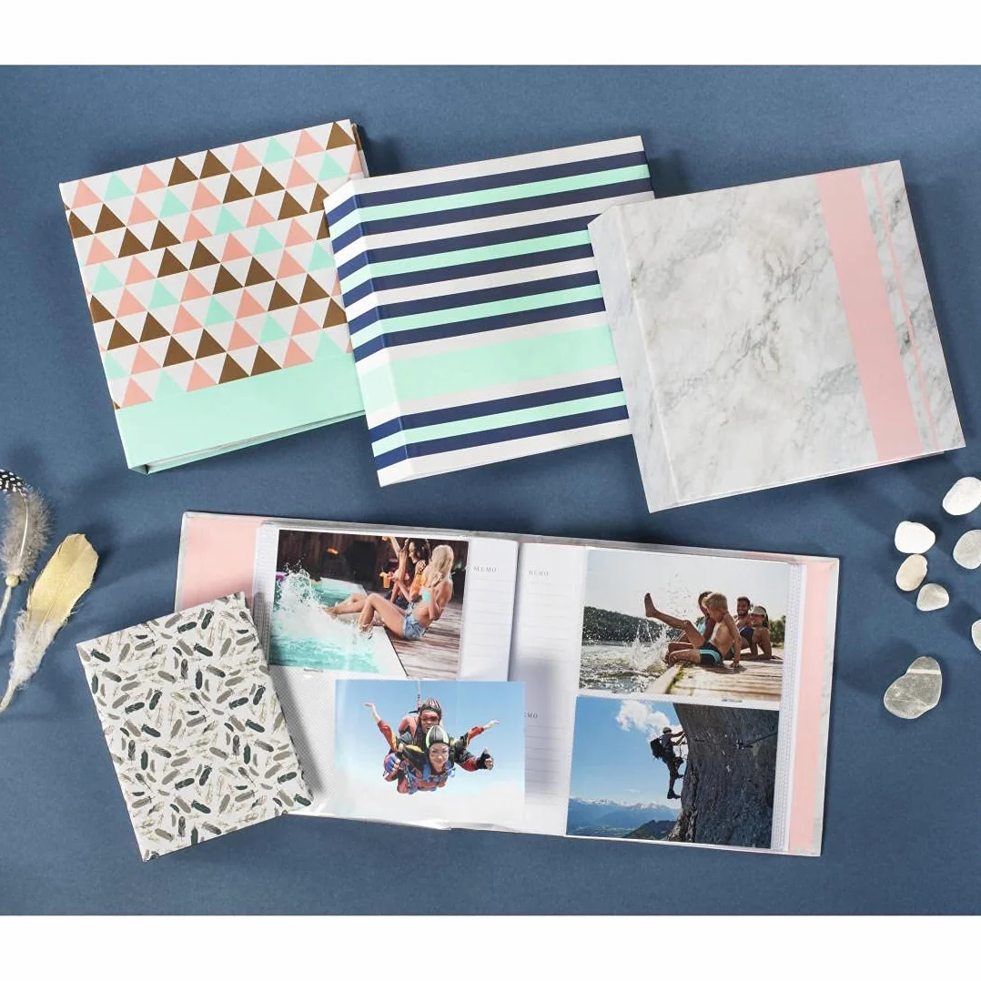 Hama Designline Album photo 22,5x22cm 100 pages 200 photos 10x15cm Bleu Turquoise Blanc Stripes