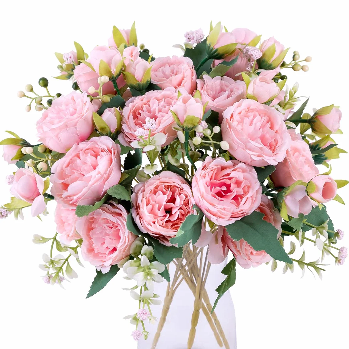 Floweroyal 4 Bouquets Pivoines Artificielles en Soie pour Mariage Décoration de Table