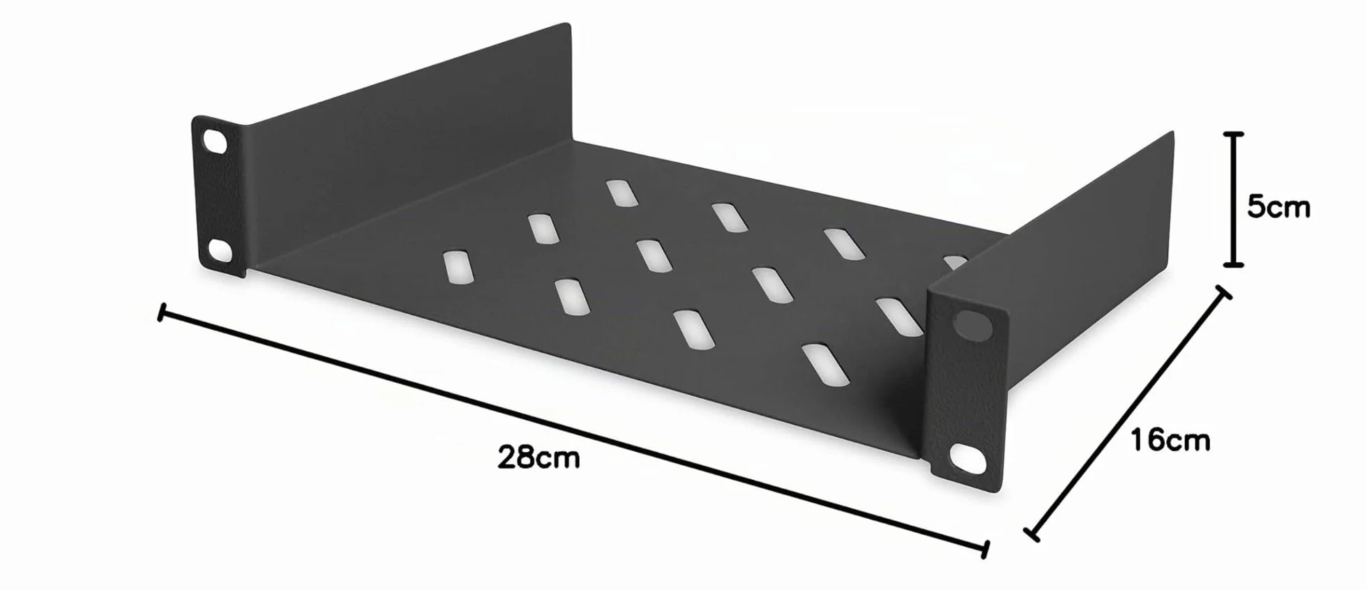 DIGITUS Étagère 1U 10 pouces (254 mm) pour armoire réseau 150 mm profondeur tôle d'acier perforée Noir