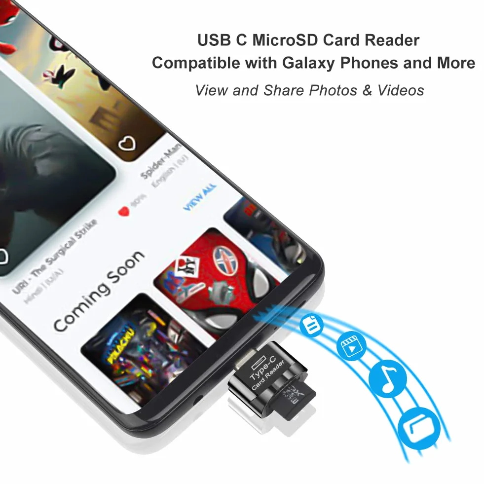 Czytnik kart micro SD, czytnik kart USB C TF z adapterem USB C na USB - kompatybilny z MacBookiem, laptopami, telefonami z systemem Android