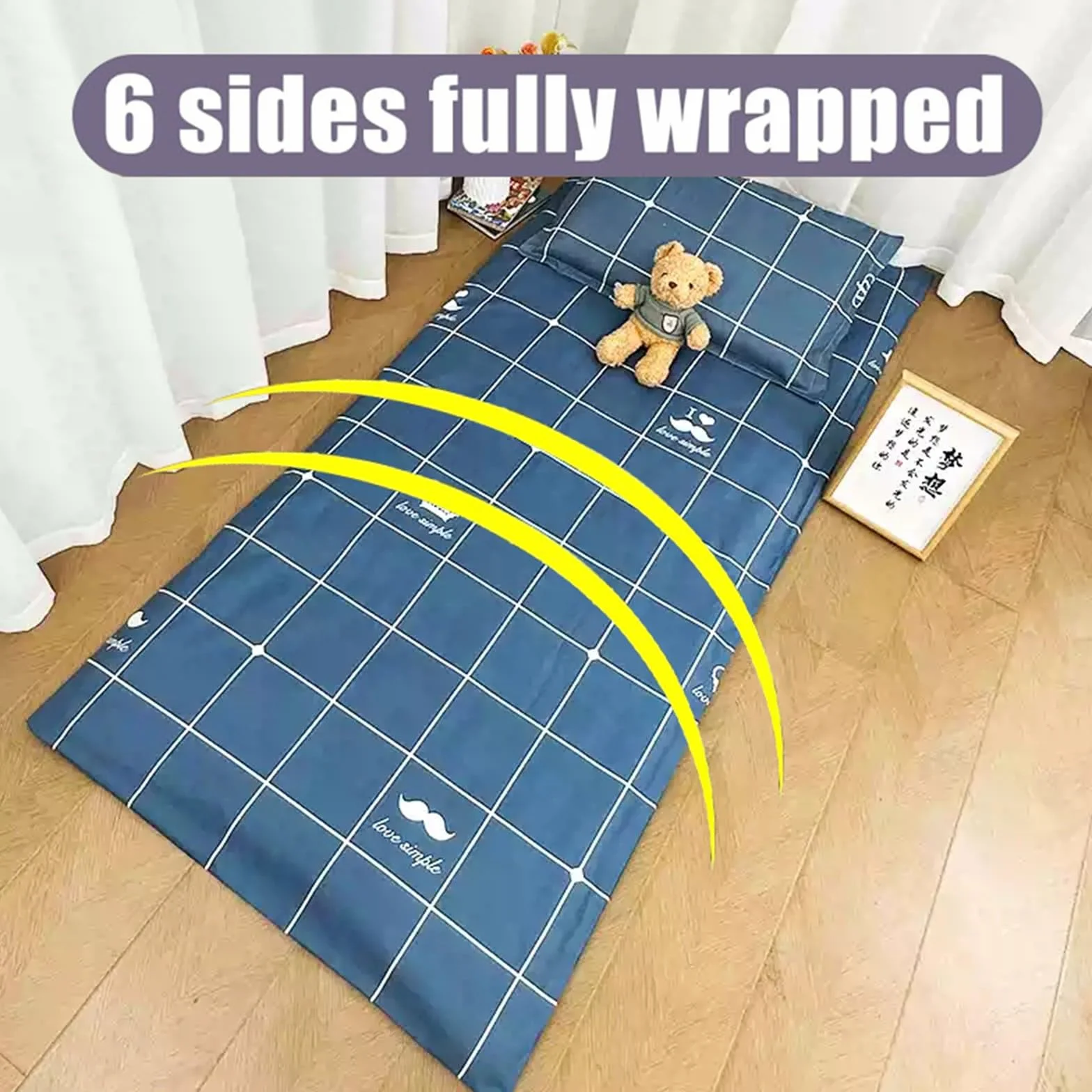 Housse de Futon Japonaise avec Fermeture Éclair, Housse de Protection pour Tapis Tatami en Coton Lavable, 100x200cm