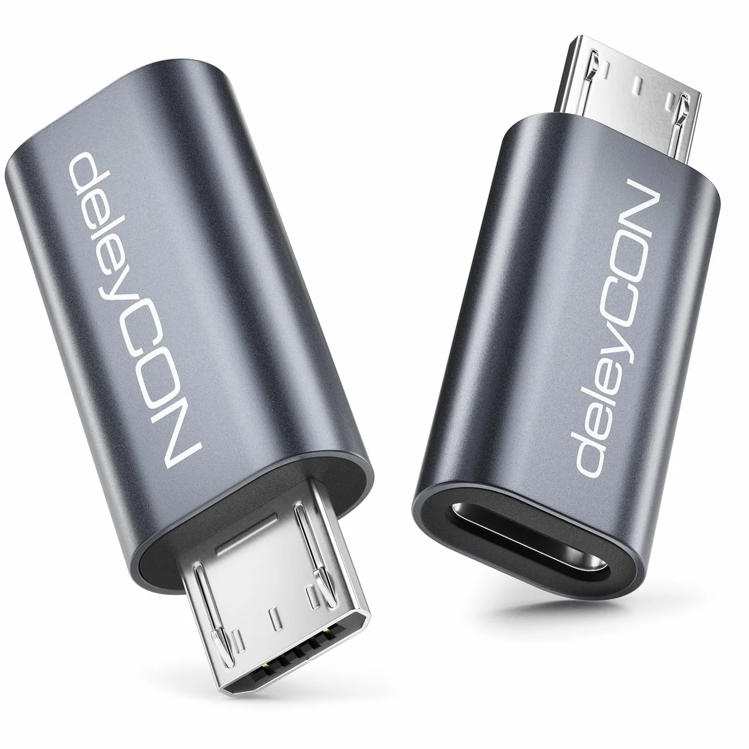 deleyCON Adaptateur USB-C vers Micro USB Lot de 2 Données & Charge