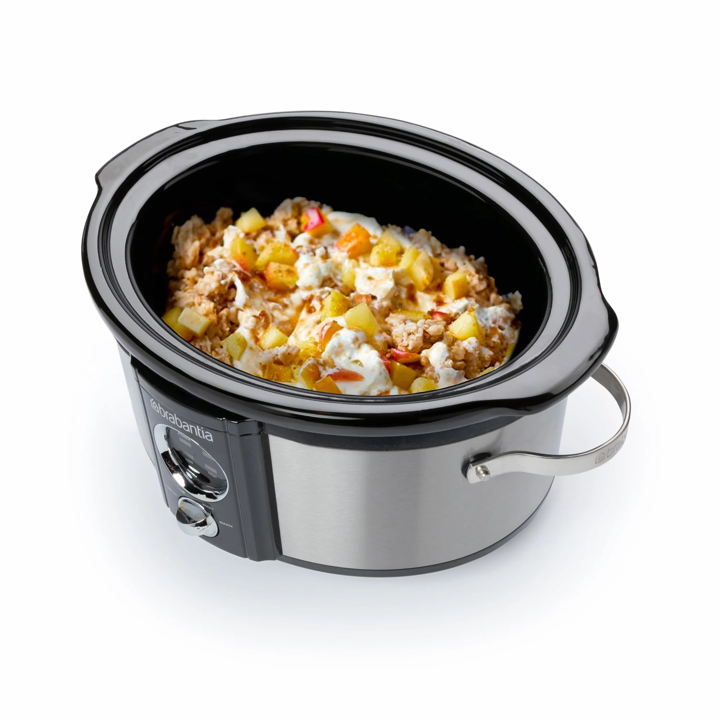 Brabantia BBEK1081 Mijoteuse - 3,5 Litre - 180 Watt - Cuve intérieure amovible - Couvercle en verre - Écran LED - 3 réglages de température - Fonction maintien au chaud