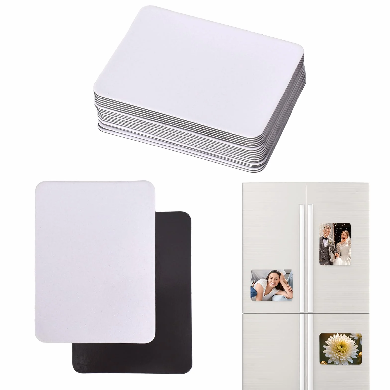 20 Pièces Aimants de Sublimation Blancs 6,5 x 9 cm pour Réfrigérateur Bricolage Cuisine