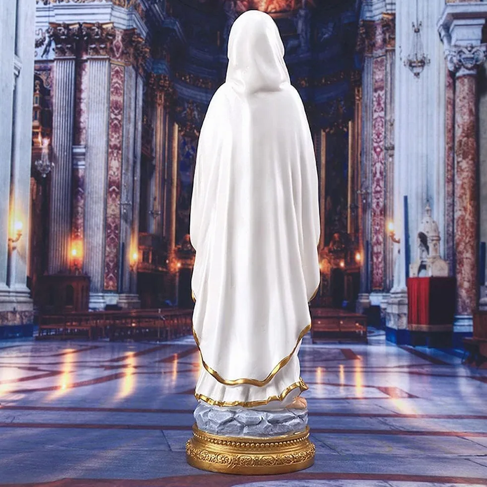 Statue Vierge Marie de Lourdes 30 cm Résine - Statuette Religieuse pour Prière, Autel, Communion