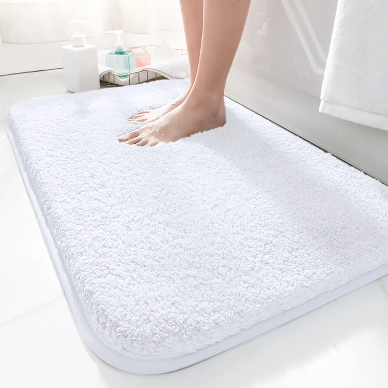 Tapis de bain antidérapant microfibre 50x80 cm blanc