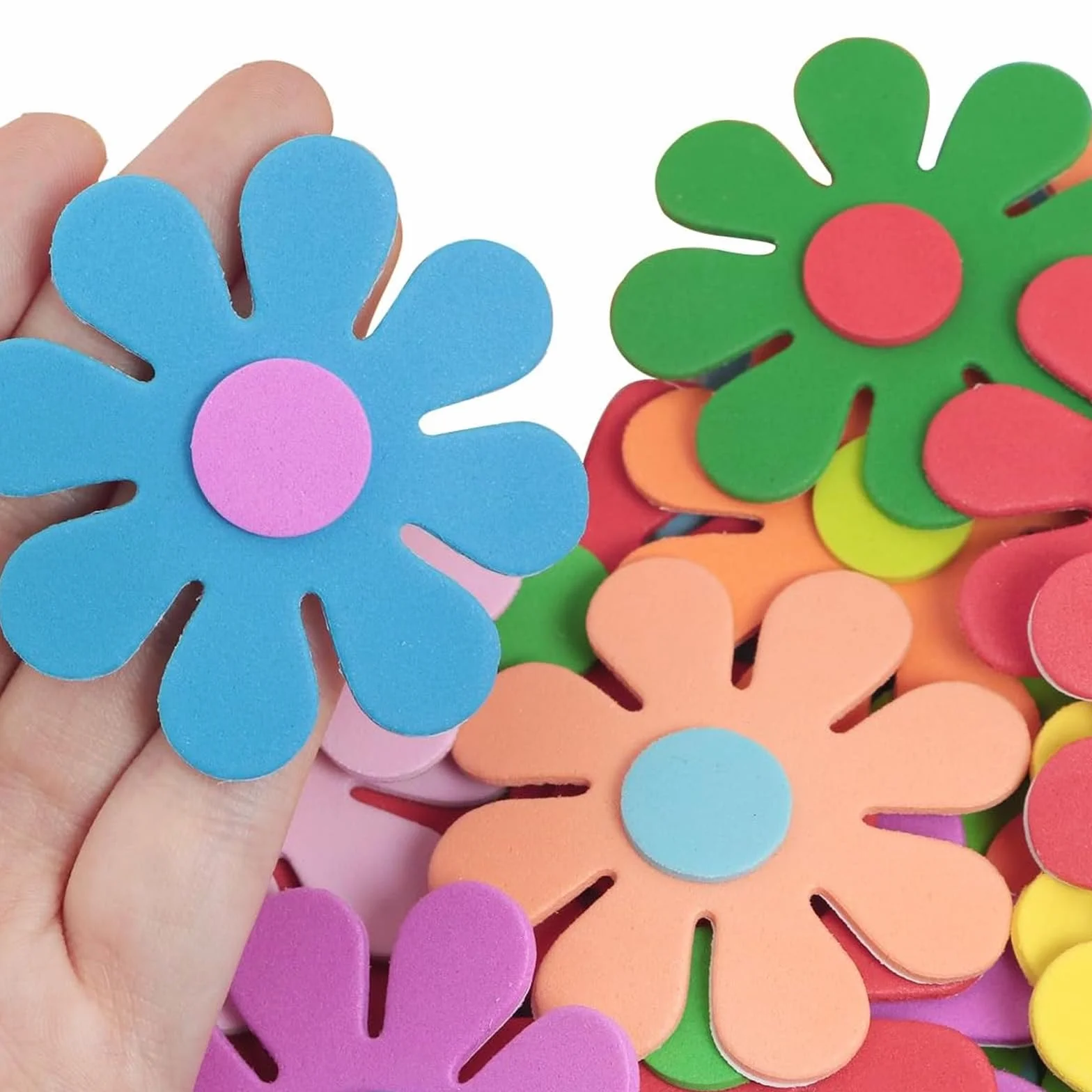 Autocollants en Mousse EVA 96PCS 3D Fleurs Décoration Murale Auto-Adhésifs pour Enfants 5,5 cm