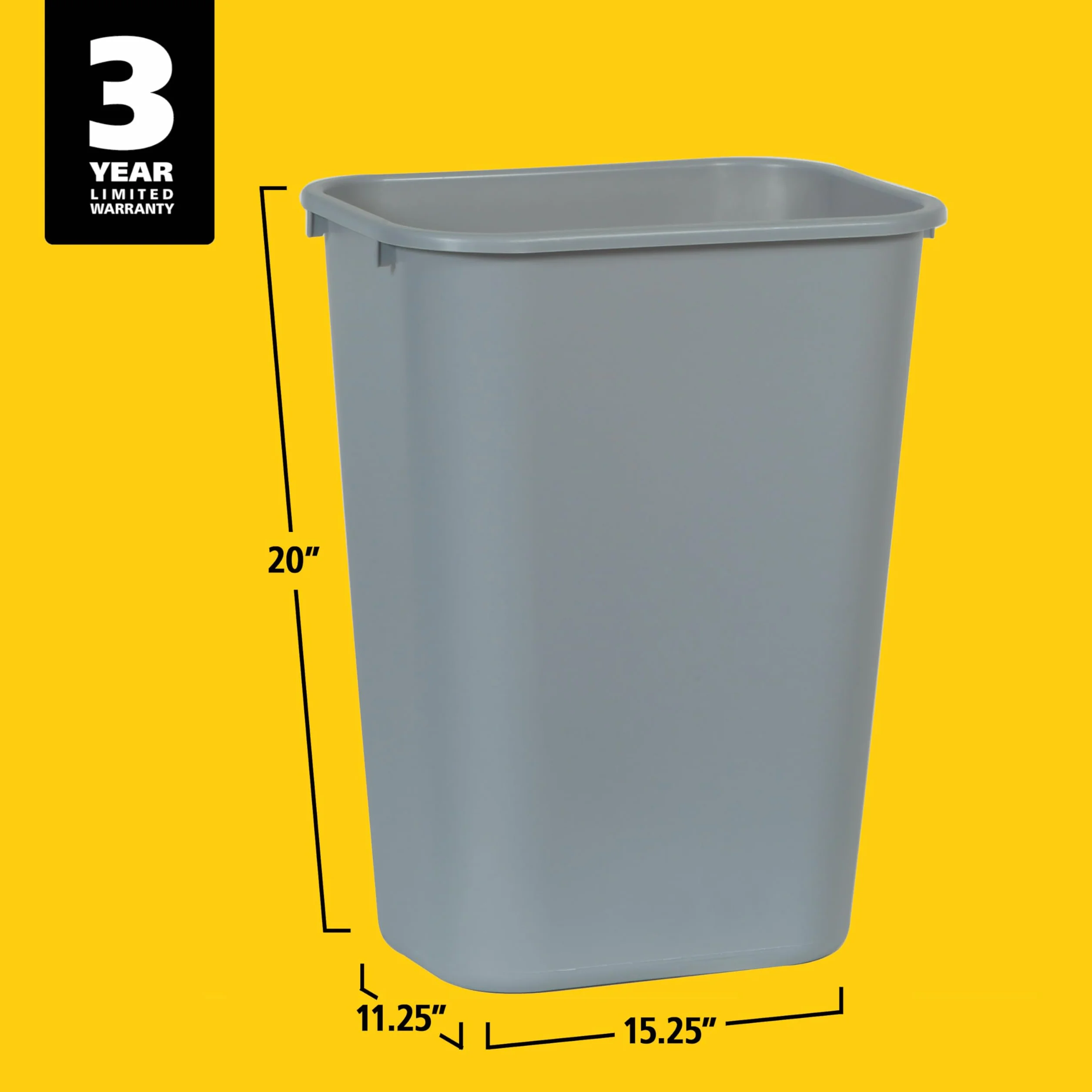 Rubbermaid Commercial Products Poubelle de Bureau Plastique 39L Gris Design Compact