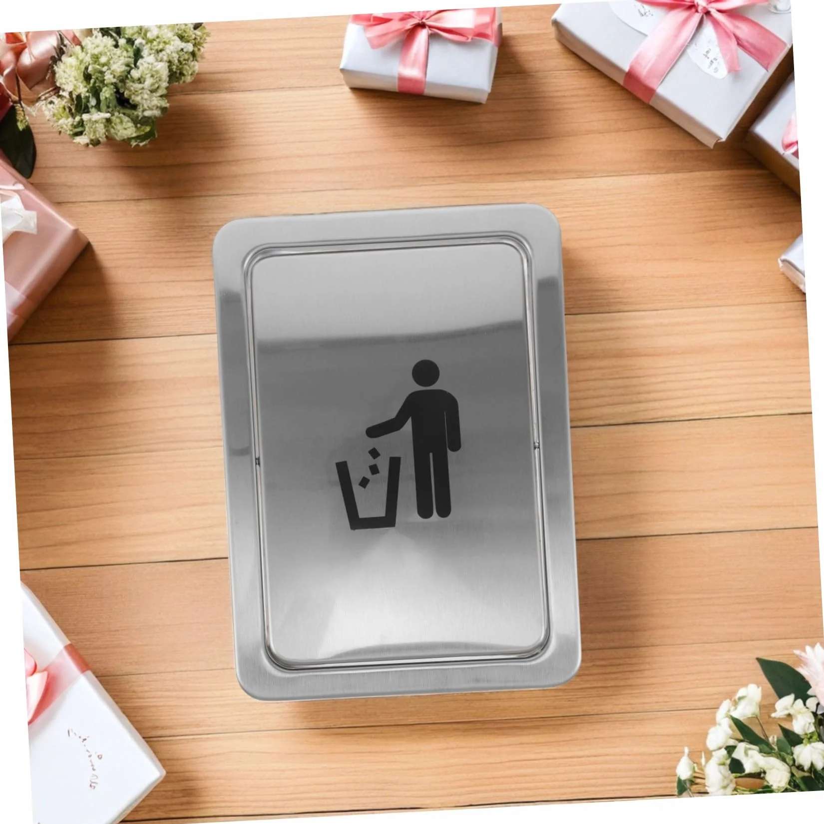 BESTYASH Couvercle de Poubelle Encastré Acier Inoxydable Couvercle de Trappe pour Chute de Déchets sur Plan de Travail Étanchéité Renforcée avec Étiquette Visible Adapté Aux Découpes pour