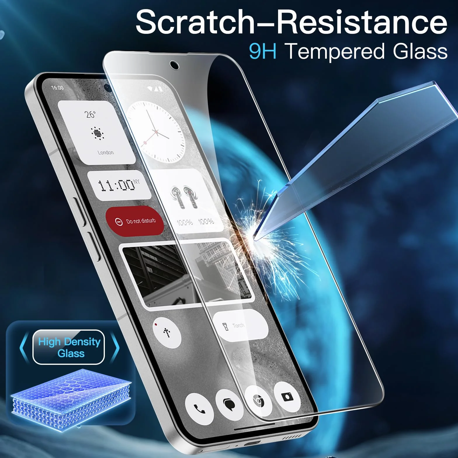 JETech Ochraniacz Ekranu dla Nothing Phone 2 6,7 Cala, 9H Screen Protector Szkło Hartowane Film Folia, Odporny na zarysowania, HD Przezroczyste, 3 Sztuki