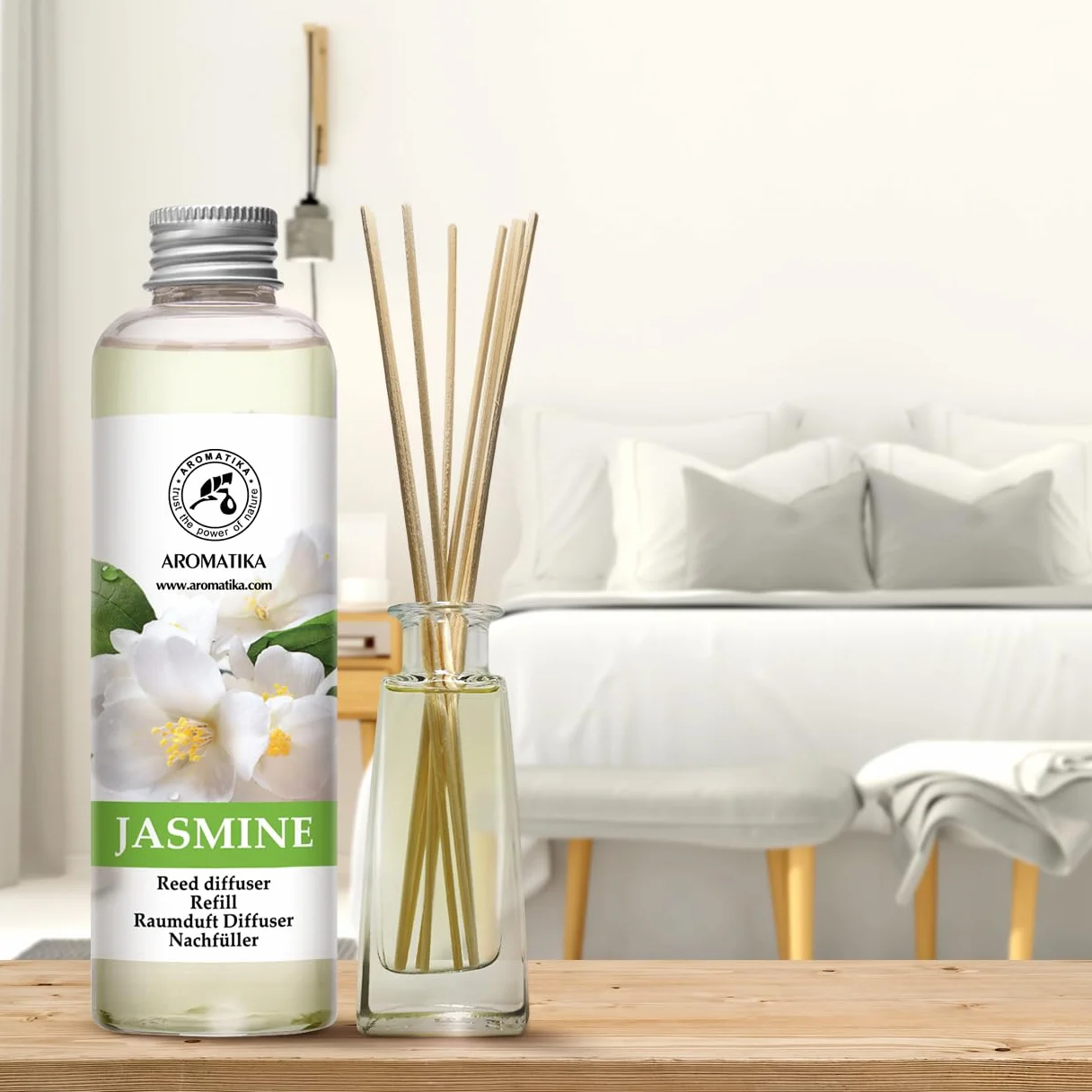 Diffuseurs de Parfum Jasmin 200 ml - Arôme Floral - Desodorisant Maison - Aromathérapie