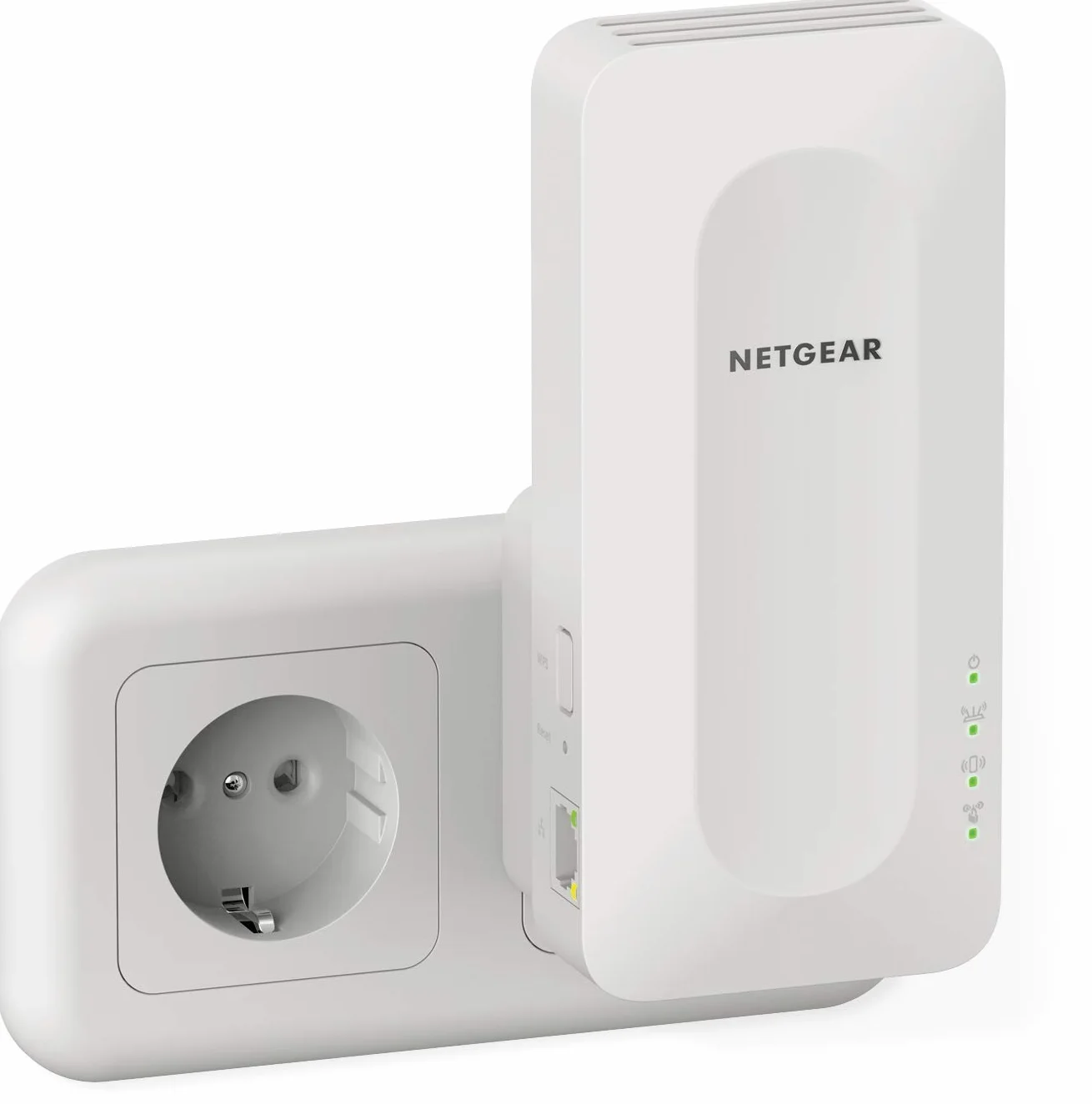 NETGEAR Wzmacniacz sygnału WiFi 6 (EAX15) – rozszerza zasięg do 100 m², do 20 urządzeń, AX1800 Dual-Band (do 1,8 Gb/s), WPA3, Smart Roaming, jedna nazwa sieci