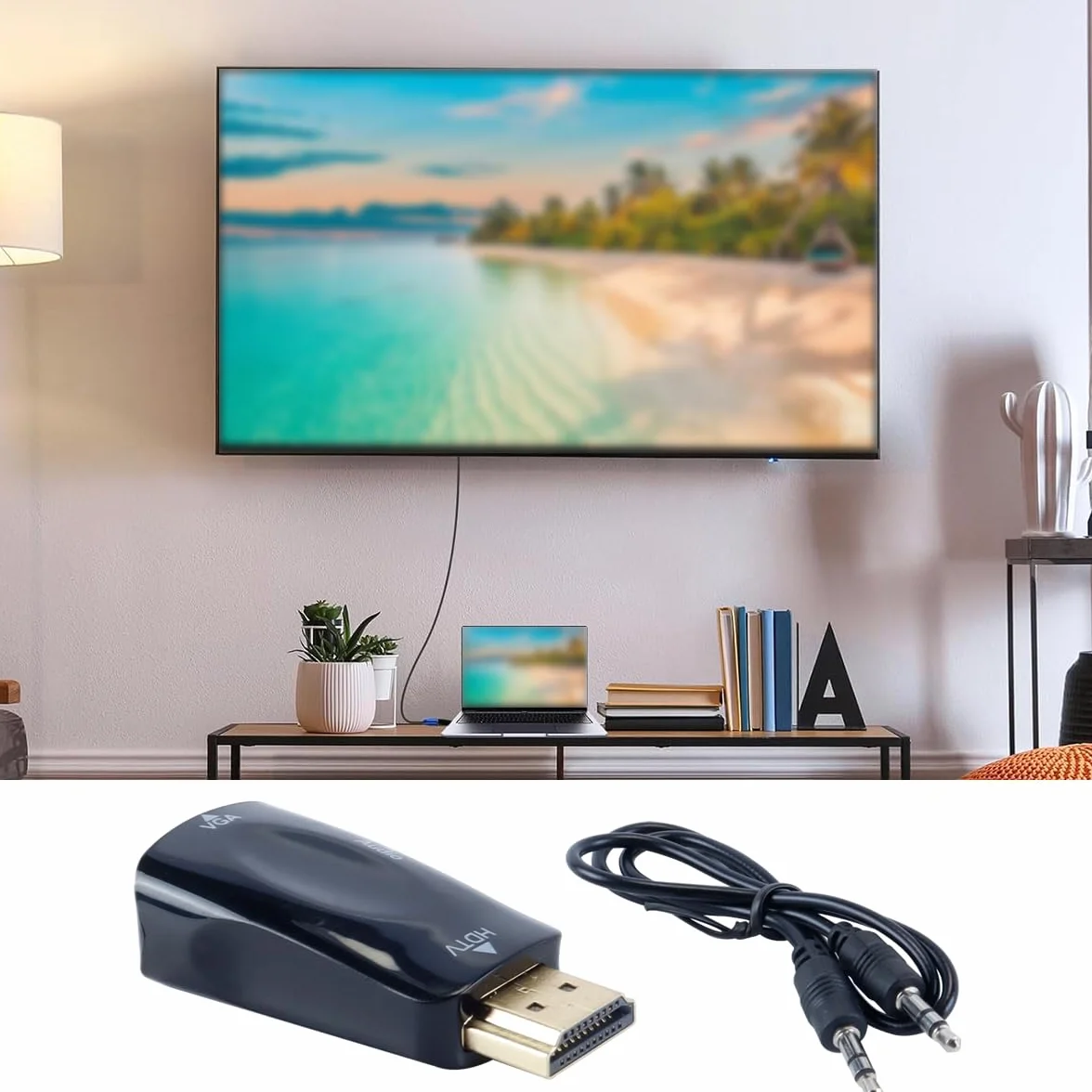 Adaptateur HDMI vers VGA Femelle HD 1080p avec Jack 3,5 mm
