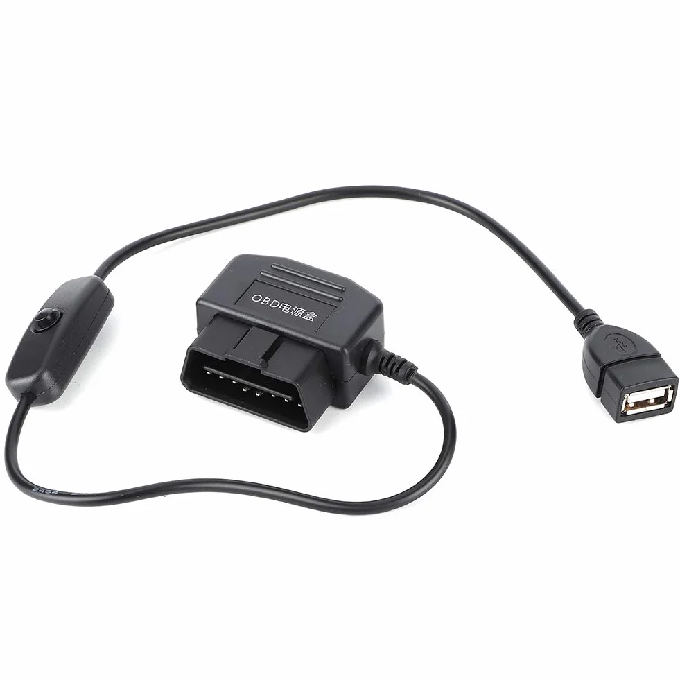 18.7 calowy kabel zasilajÄ…cy On-Board DiagnosticsII kabel zasilajÄ…cy On-Board Diagnostics2 na USB Dash Cam zestaw okablowania 16 zÅ‚Ä…cze pinowe do wideorejestrator samochodowy GPS kamera samochodowa