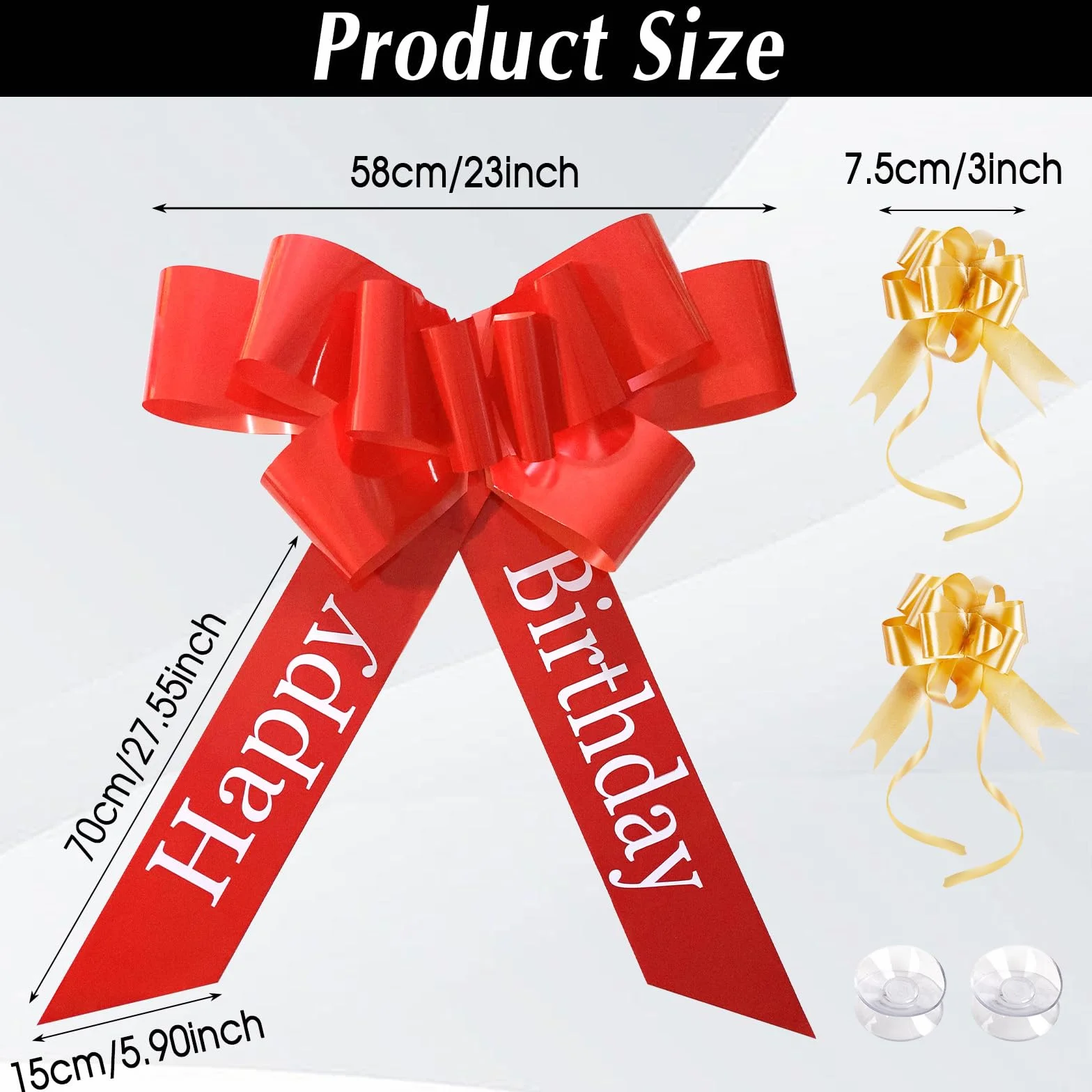 Gros Noeud Cadeau de Voiture 58cm Rouge Réutilisable pour Anniversaire Mariage Noël