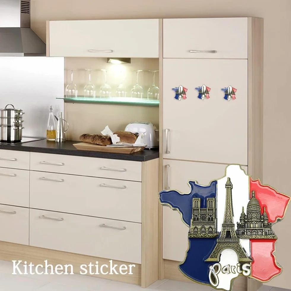 Autocollant multicolore aimants réfrigérateur carte France résine 3D Notre-Dame Paris accessoires
