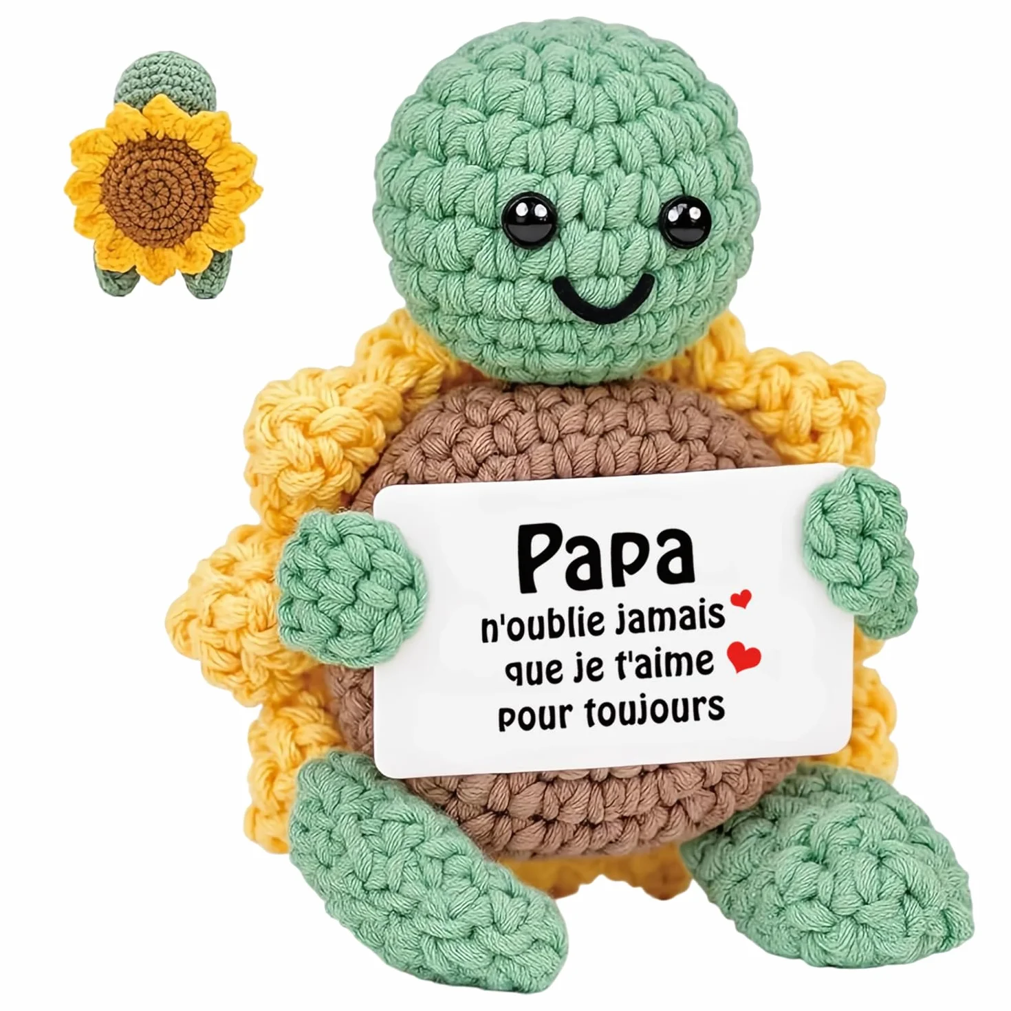 HUKUMA Tortue en Crochet Main avec Carapace en Tournesol Cadeau Papa Noel Anniversaire Fête des Pères