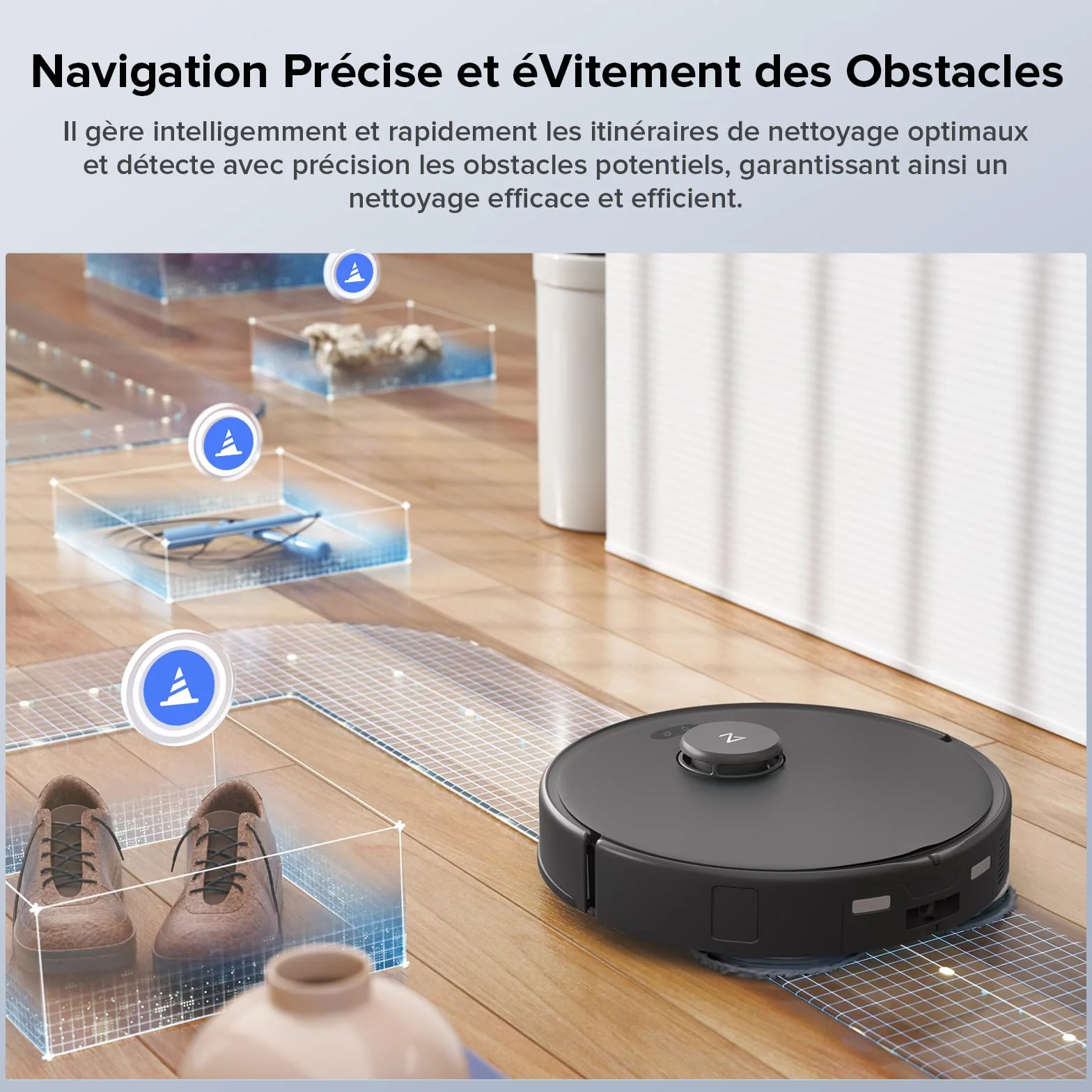 roborock Qrevo Edge S5A Aspirateur Robot 18500 Pa, Robot Aspirateur Laveur avec Double Système Anti-Enchevétrements, DuoDivide Brosse & FlexiArm Serpillière, ChÃssis AdaptiLift. Lavage à l'eau Chaude