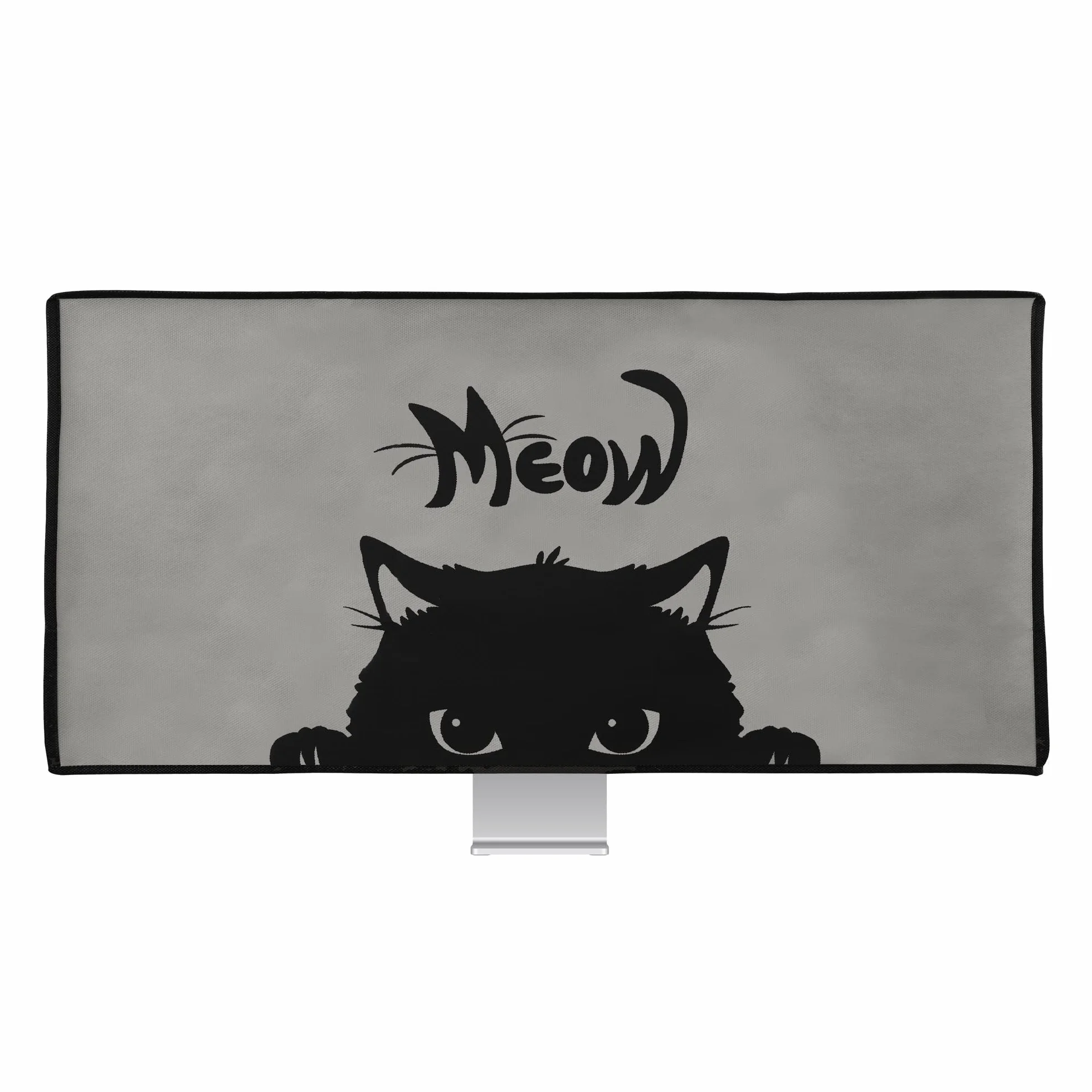 kwmobile Pokrowiec monitor kompatybilny z 86.4-89.9 cm - Meow Cat Grey/Black