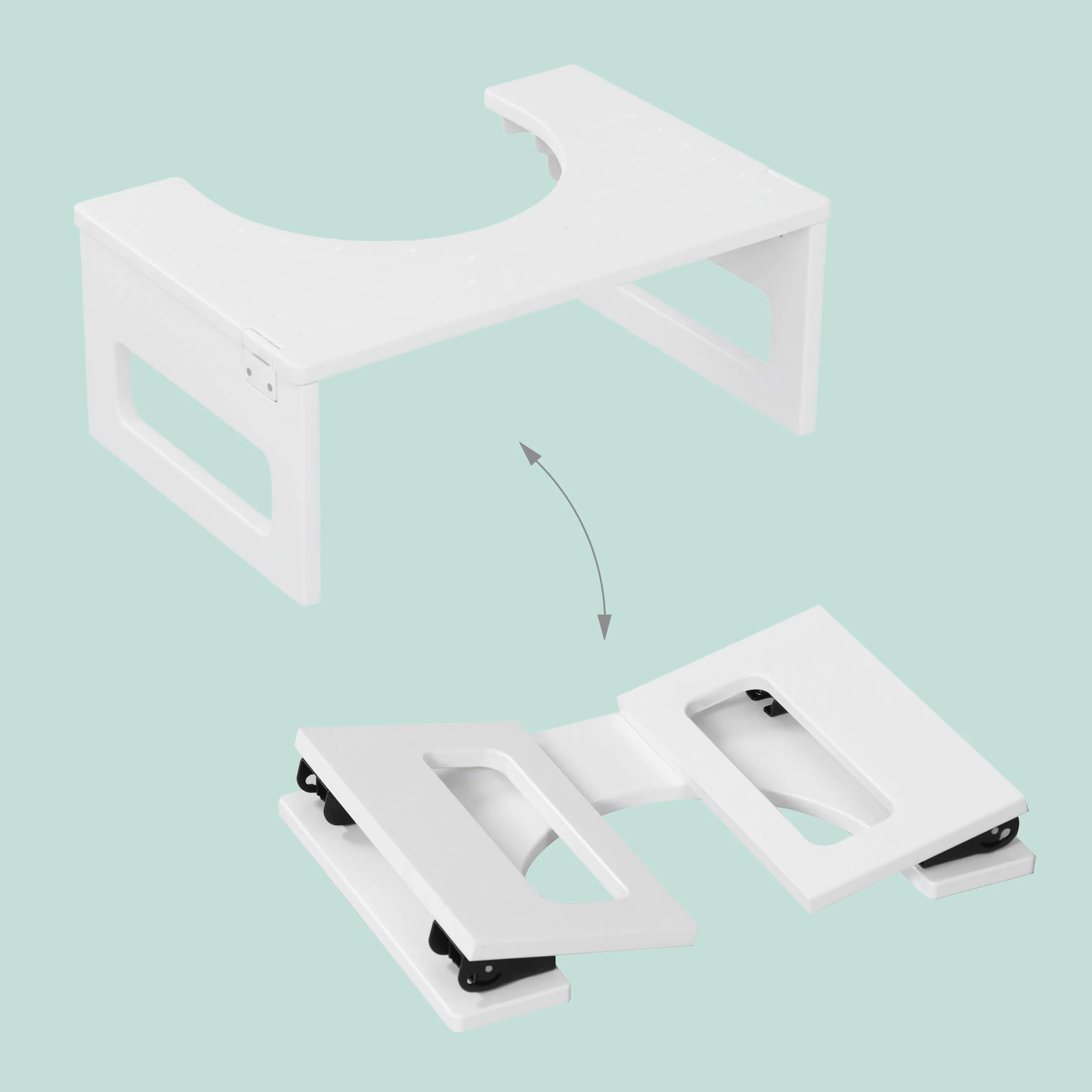 Relaxdays Tabouret de Toilettes Pliable pour Adultes en Bambou antidérapant, 18x43x27,5 cm, Blanc
