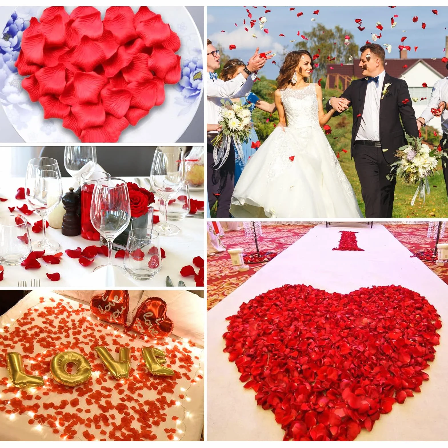1200 Pièces Pétales de Rose Artificielles Rouges en Soie pour Mariage Saint Valentin Fête