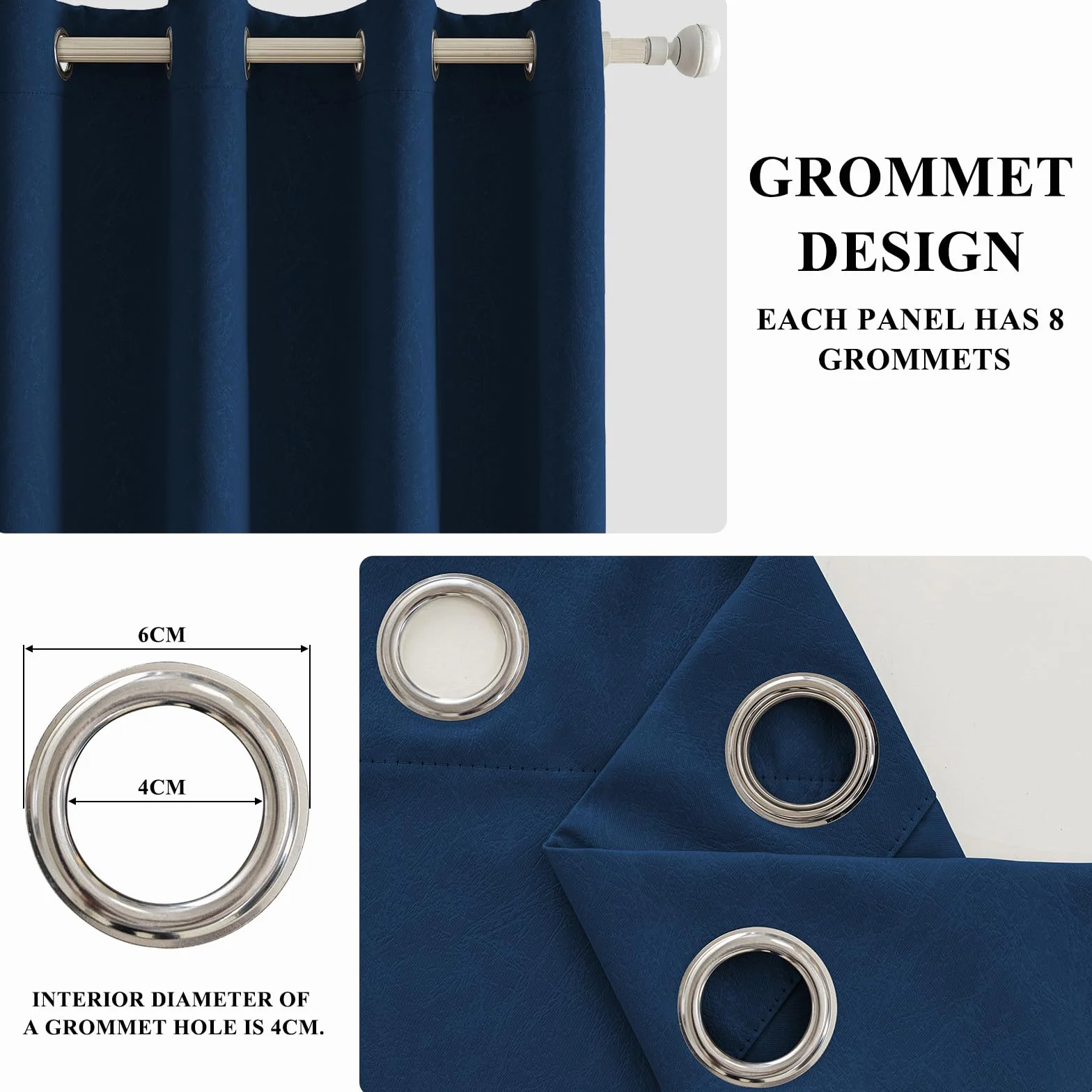 Rideau Occultant 140x300 CM Lot De 2 Thermique Isolant Anti Froid Chaleur Oeillets Anti UV Decoration Chambre Salon