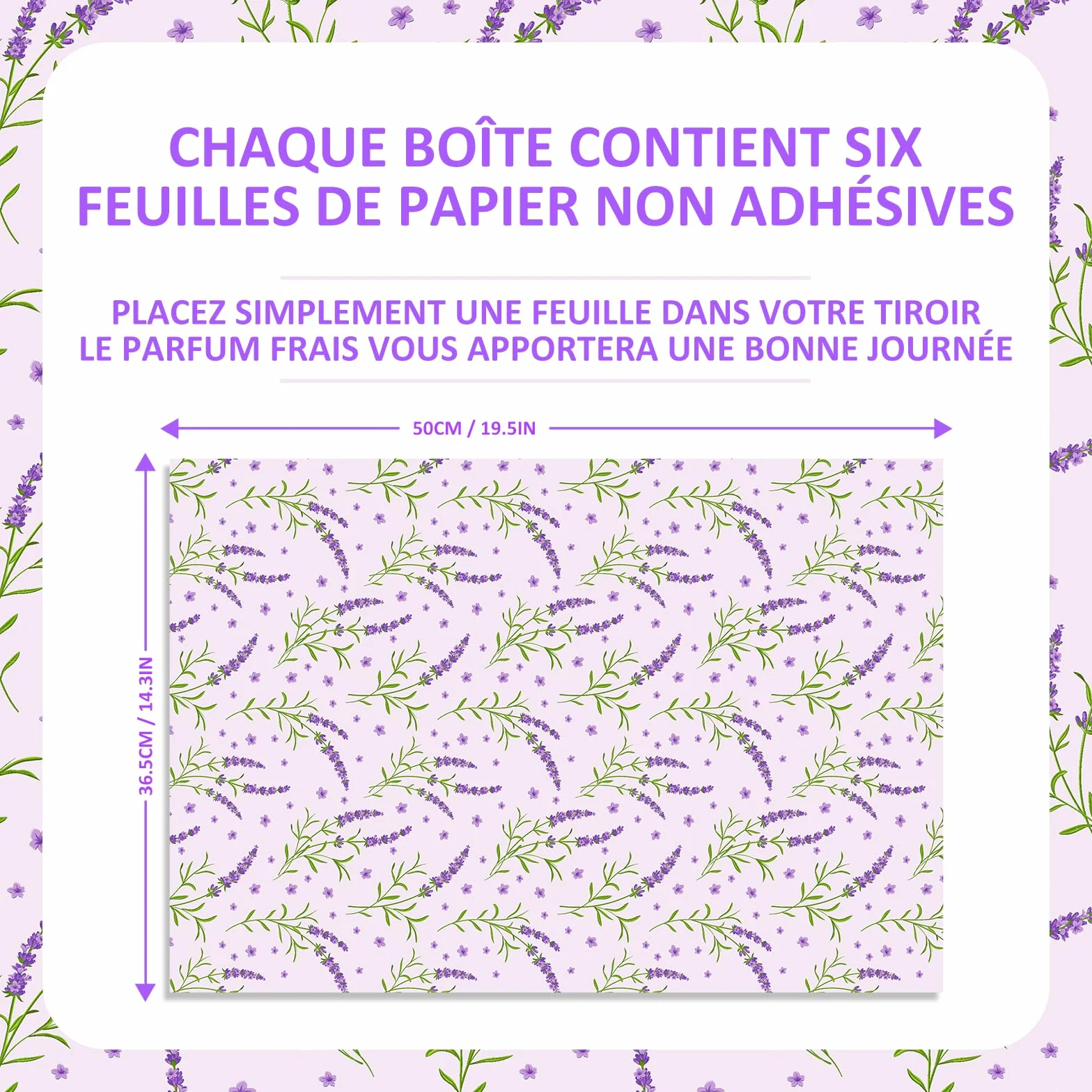 SCENTORINI Papiers Parfumés Tapis de Fond Lavande 36.5 x 50 cm 6 Feuilles