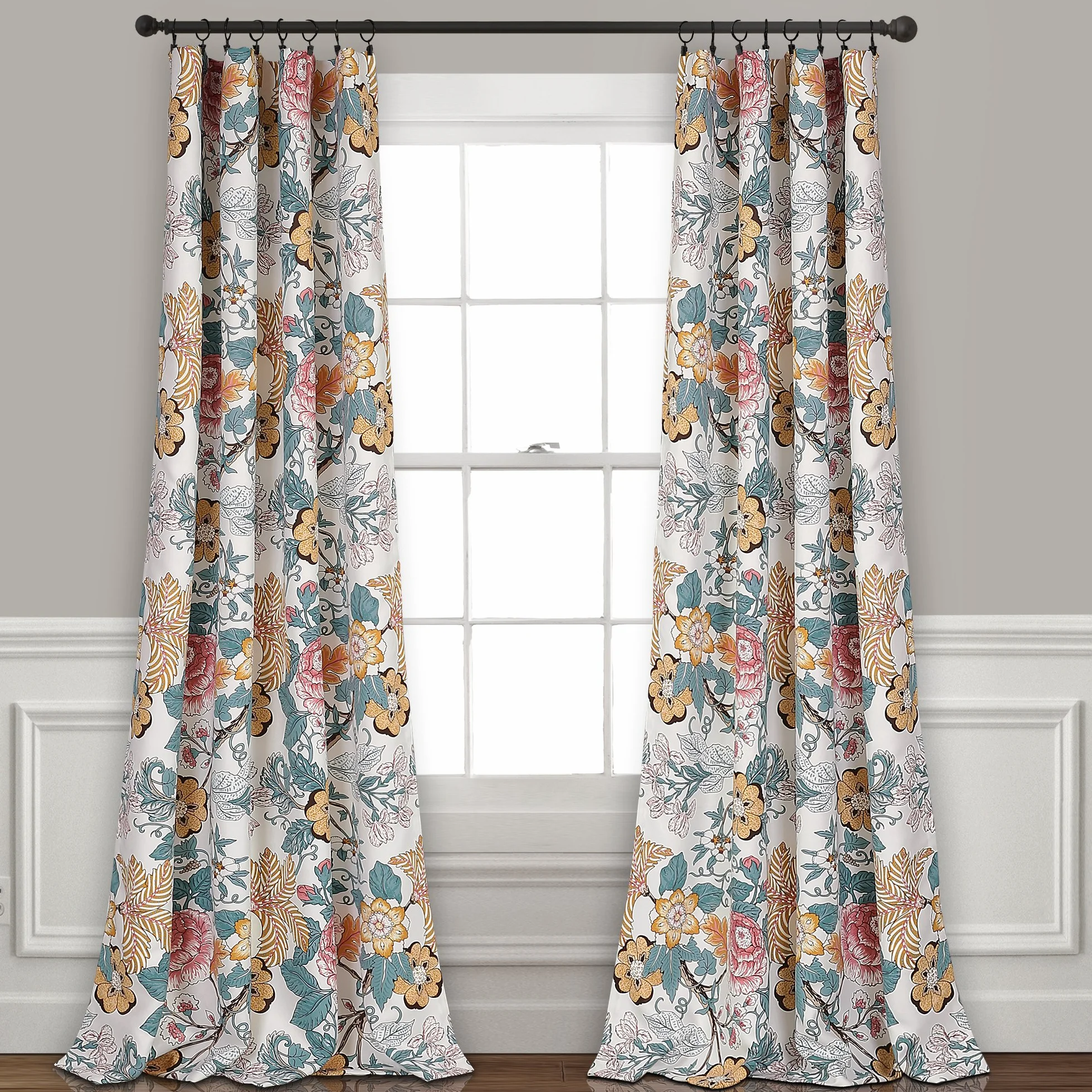 Lush Decor Sydney Rideaux occultants fenêtre 241,3 x 132,1 cm Bleu Jaune Paire