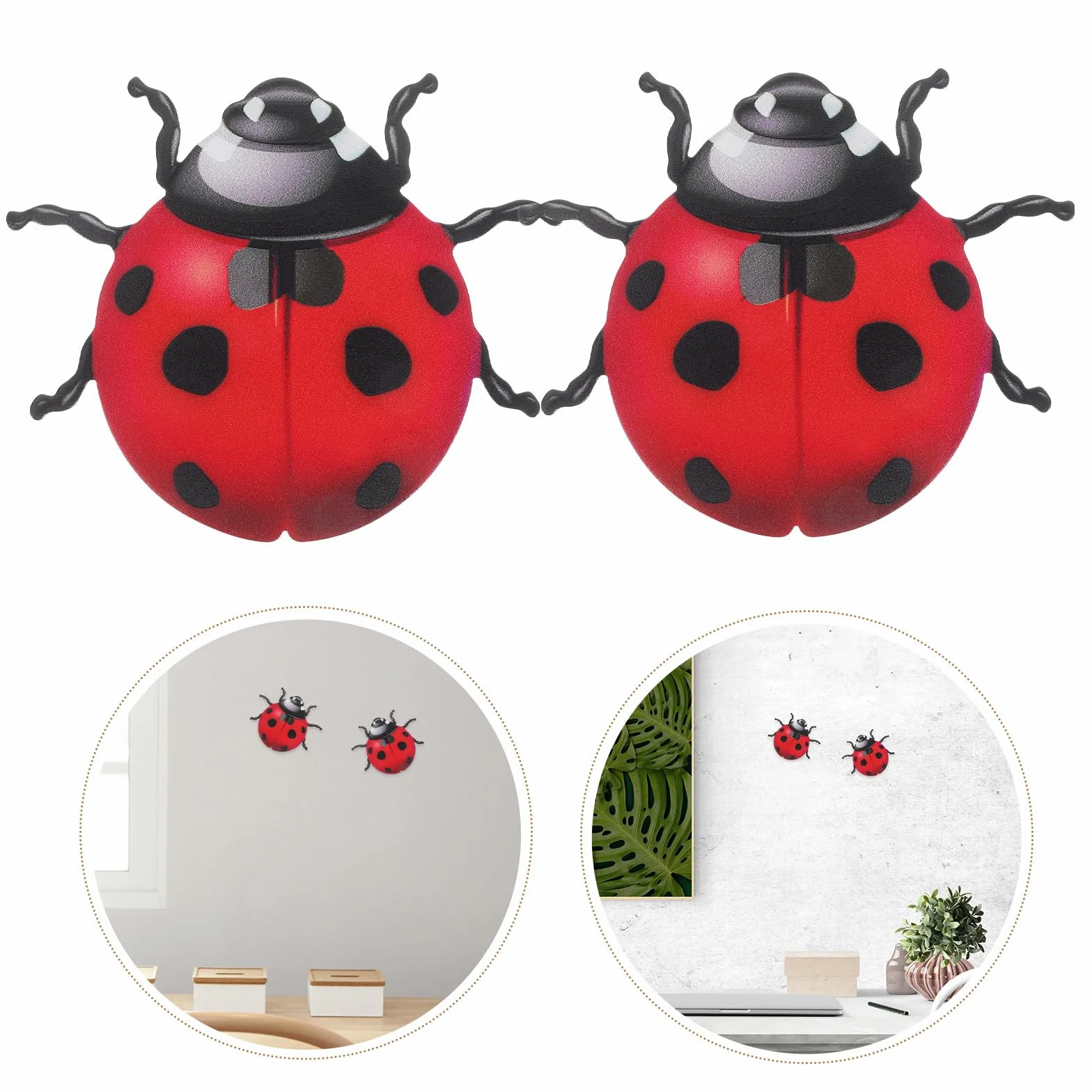Toyvian Lot de 2 Coccinelles Murales en Fer Forgé Rouge, Décoration Murale Métal pour Salon Jardin Patio