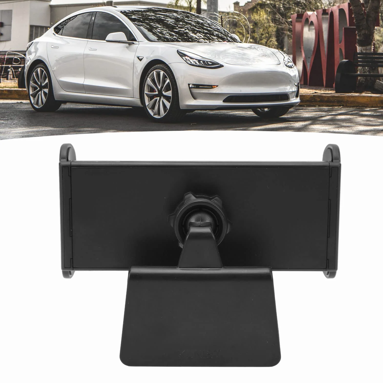Uchwyt na Tablet za Zagłówkiem Samochodu, Uchwyt na Telefon na Tylnym Siedzeniu Port ładowania Czarne Gładkie Krawędzie z Haczykami na Telefon Komórkowy 4,7 do 12,9 w Modelu Tesla 3