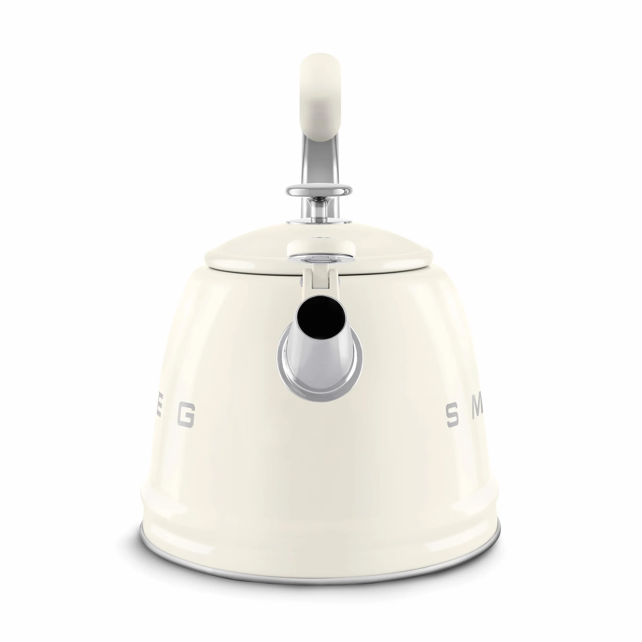 Smeg, Bouilloire SIfflante WKF01CR, en Acier Inoxydable, Capacité 2,3 L, Couvercle Amovible et Bec Doseur, Compatible avec Induction, Crème