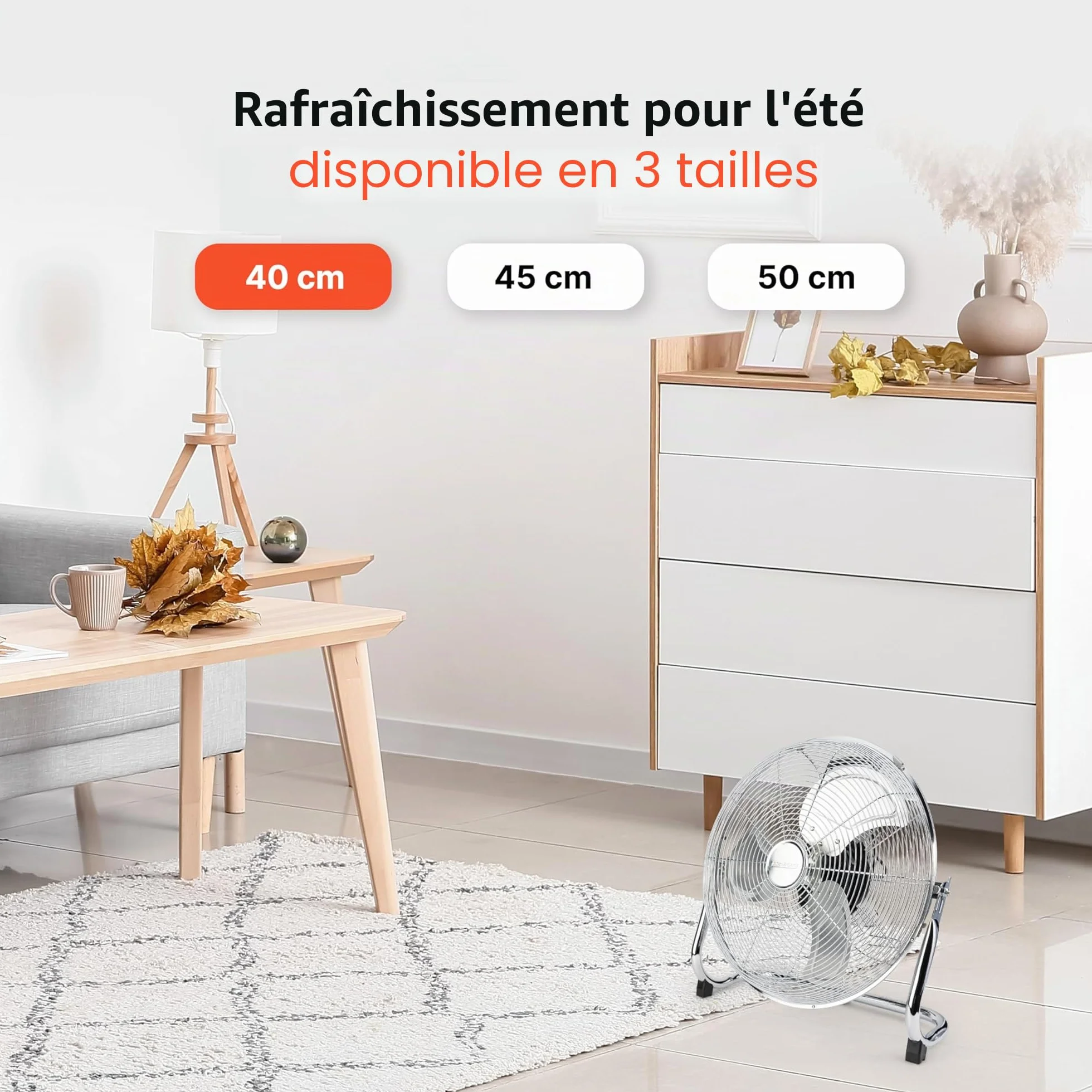 PROFI CARE PC VL 3065 WM Ventilateur de Sol rétro 100 W 40 cm LED 4 niveaux
