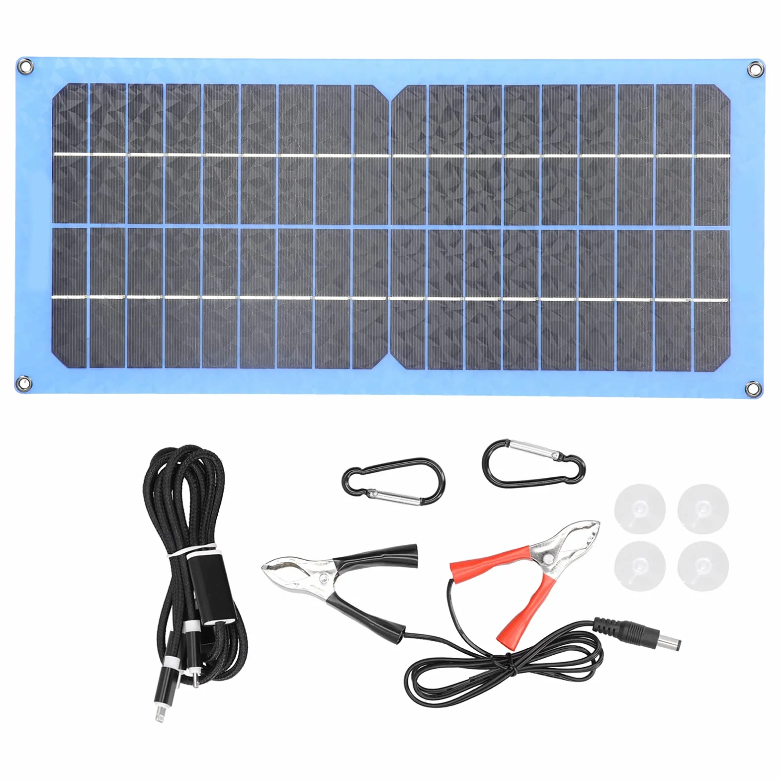 Yosoo Health Gear Elastyczny Zestaw Paneli Słonecznych Laminowany moduł Fotowoltaiczny 15 W 18 V Ładowarka Słoneczna USB z Regulowanym Uchwytem IP65 Wodoodporny do Kempingu RV Camping Piesze