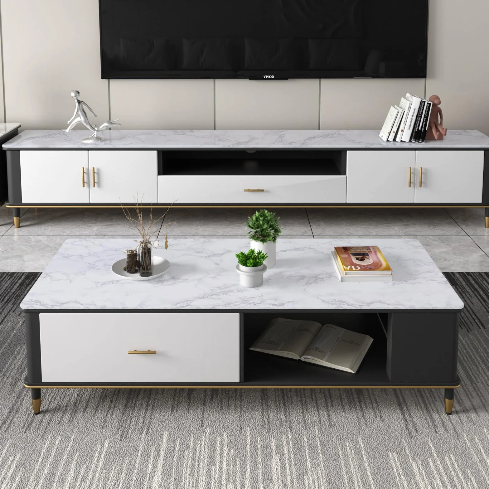 Papier Peint Adhésif Marbre Blanc 30×200cm PVC Imperméable Rouleau Film pour Meuble Cuisine