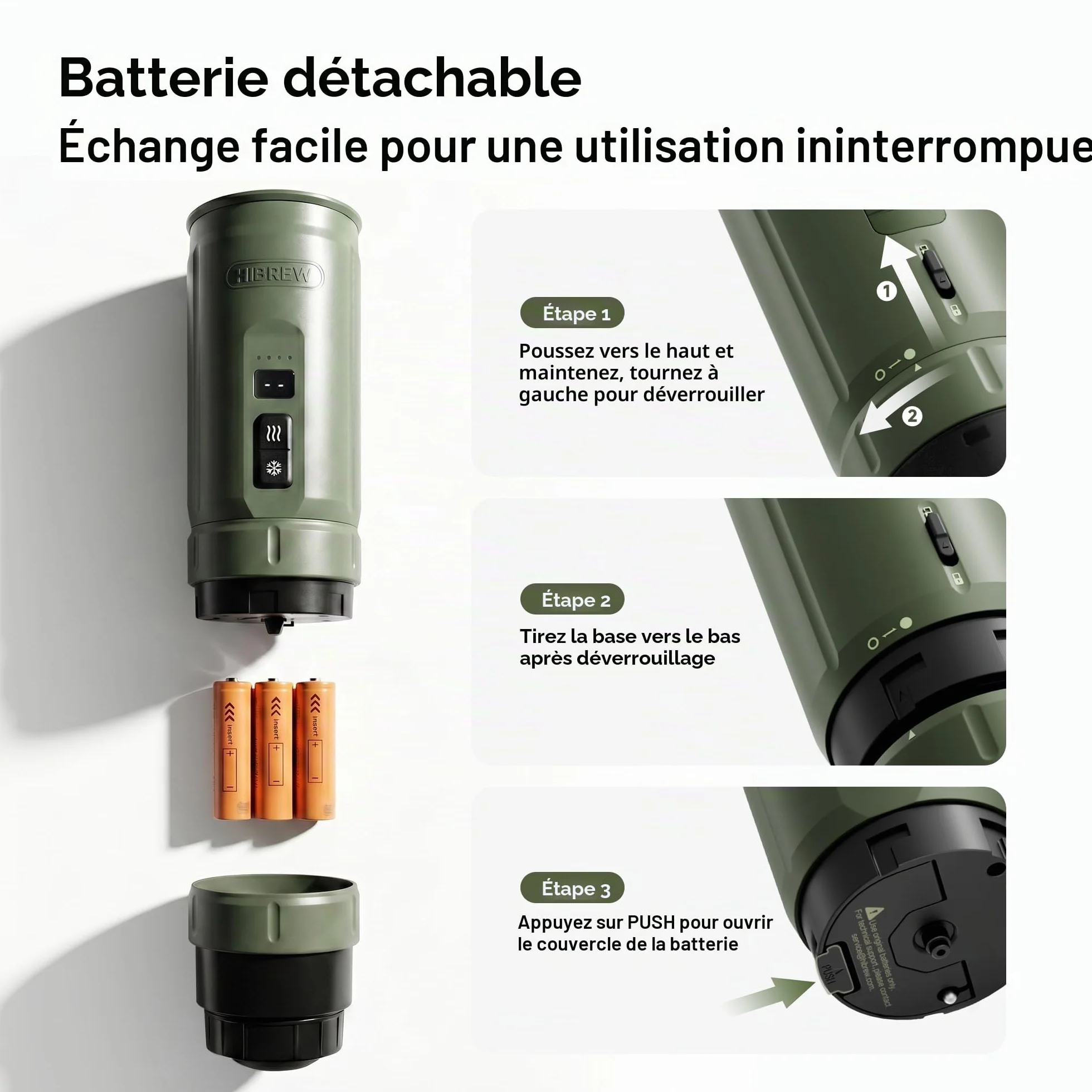 HIBREW H4C Explorer – Cafetière Espresso Électrique Portable, Machine à Café Rechargeable USB-C pour Camping et Voyages, Compacte pour Capsules et Café Moulu, avec Support Pliable et Étui de Transport