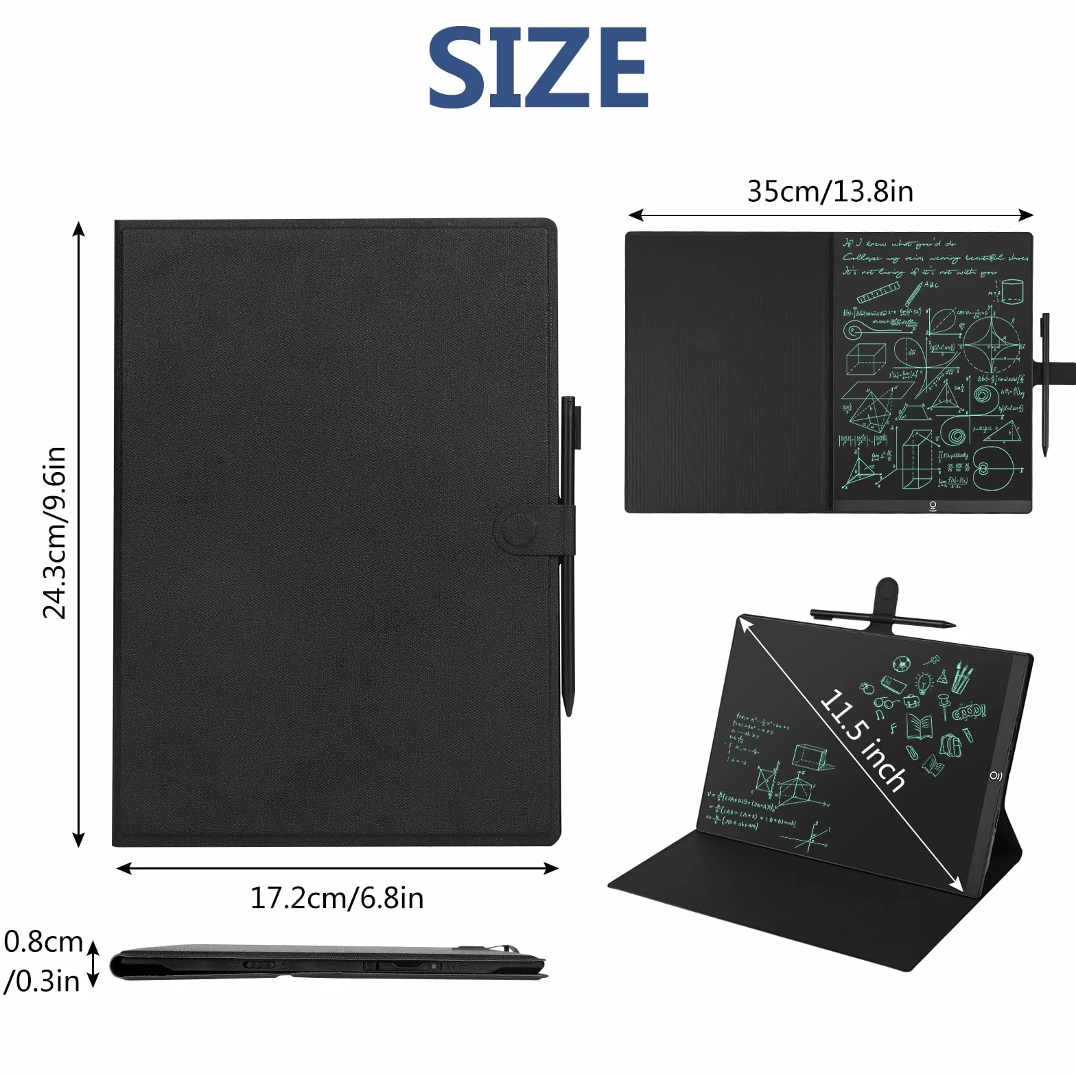 Tablette d'Écriture LCD Adulte 11,5 Pouces avec Housse de Protection Réutilisable