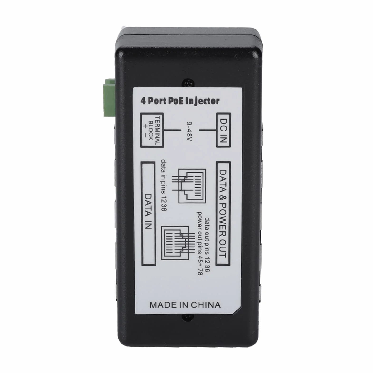 12-48V 4-portowy adapter zasilacza POE, 4-portowy wtryskiwacz zasilania Ethernet PoE przełącznik biurkowy do kamery IP, kompatybilny z międzynarodowymi standardami